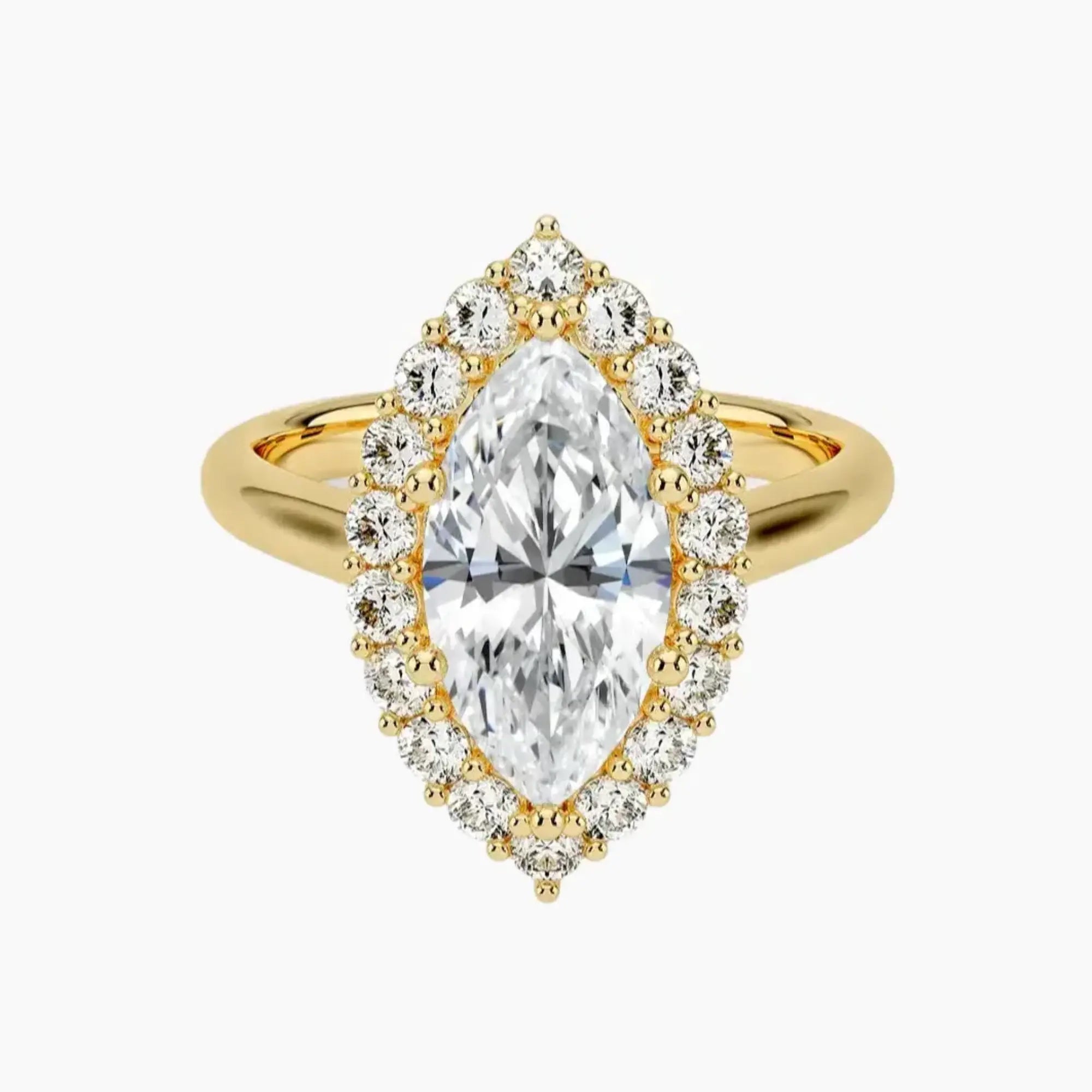Fiora Marquise Designer 2 Carat Lab Grown Diamond Engagement Ring in 14K Yellow Gold