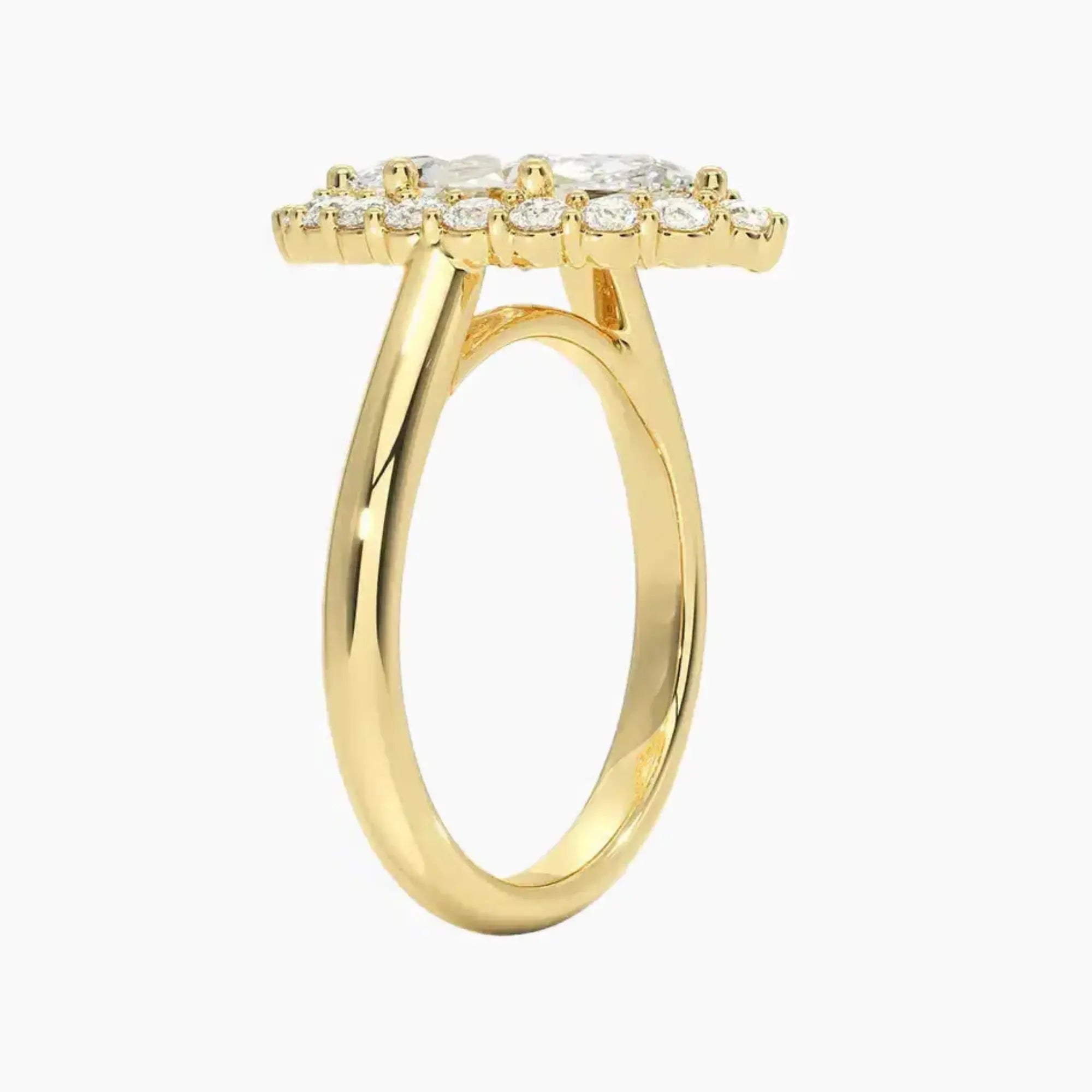Fiora Marquise Designer Diamond Ring Setting in 14K Yellow Gold