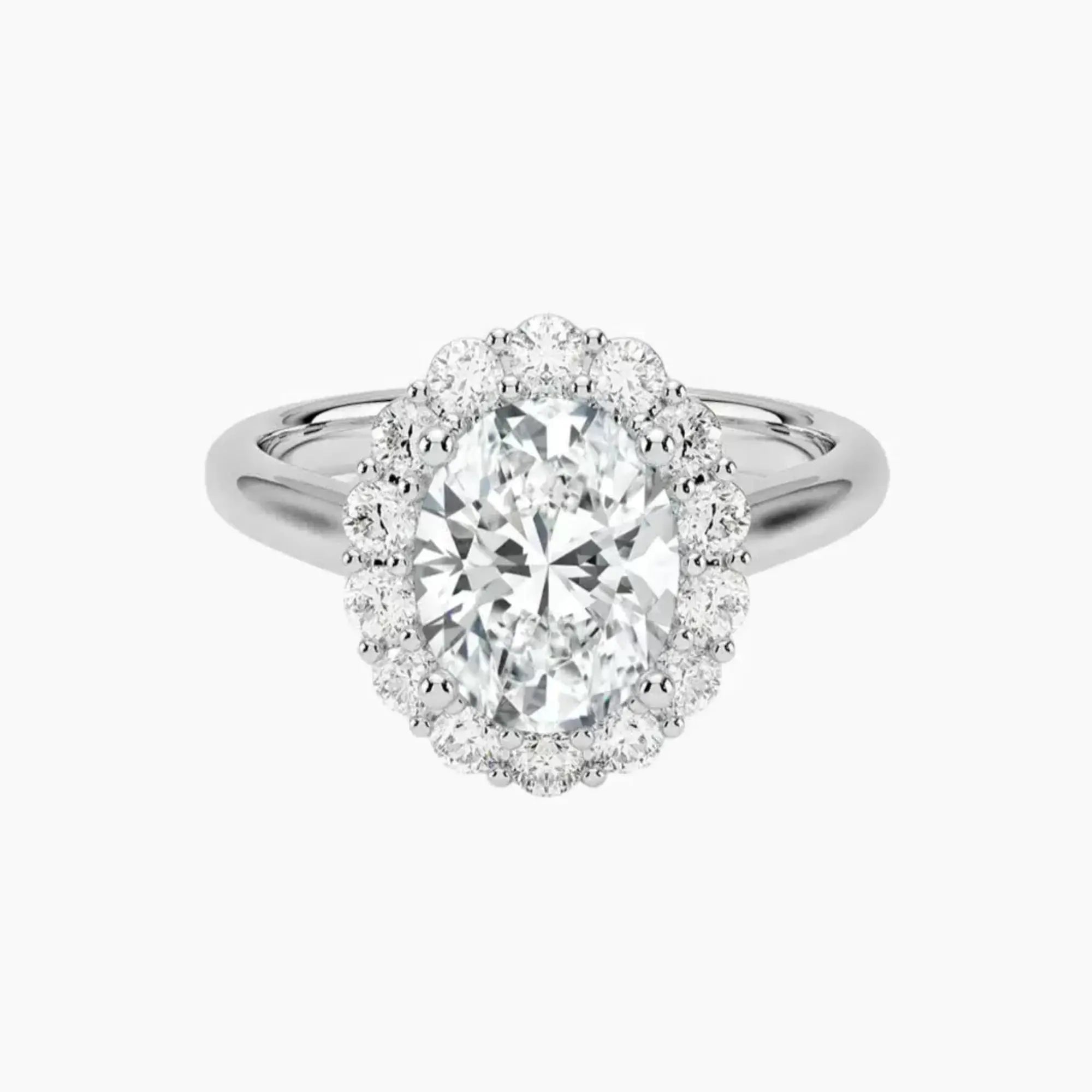 Fiora Oval Designer 3 Carat Lab Grown Diamond Engagement Ring in 14K White Gold