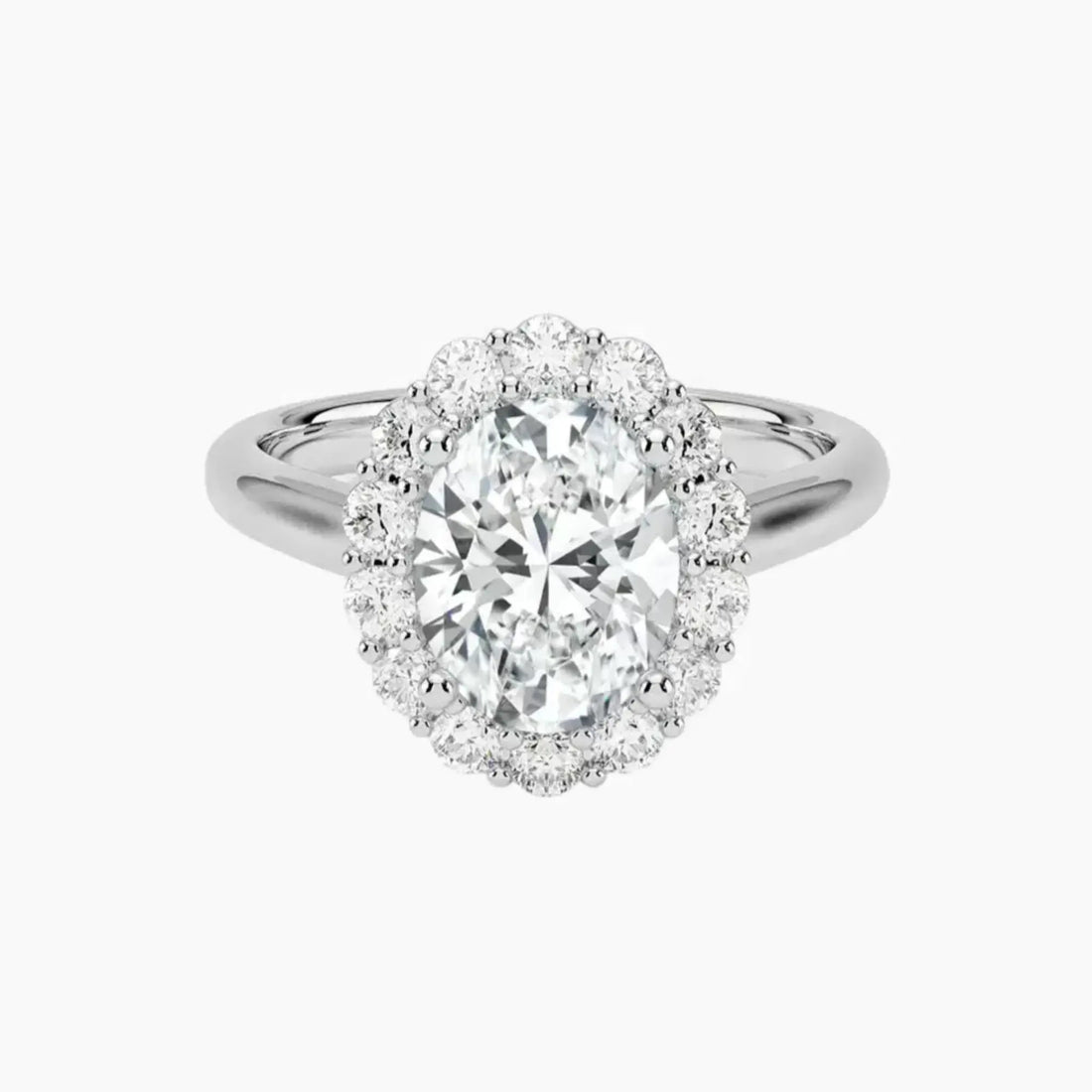 Fiora Oval Designer 2 Carat Lab Grown Diamond Engagement Ring in 18K White Gold