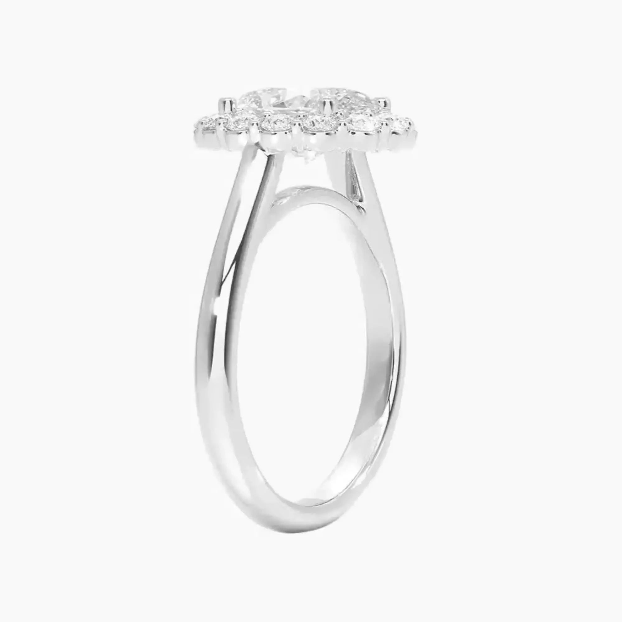 Fiora Oval Designer Diamond Ring Setting in 14K White Gold