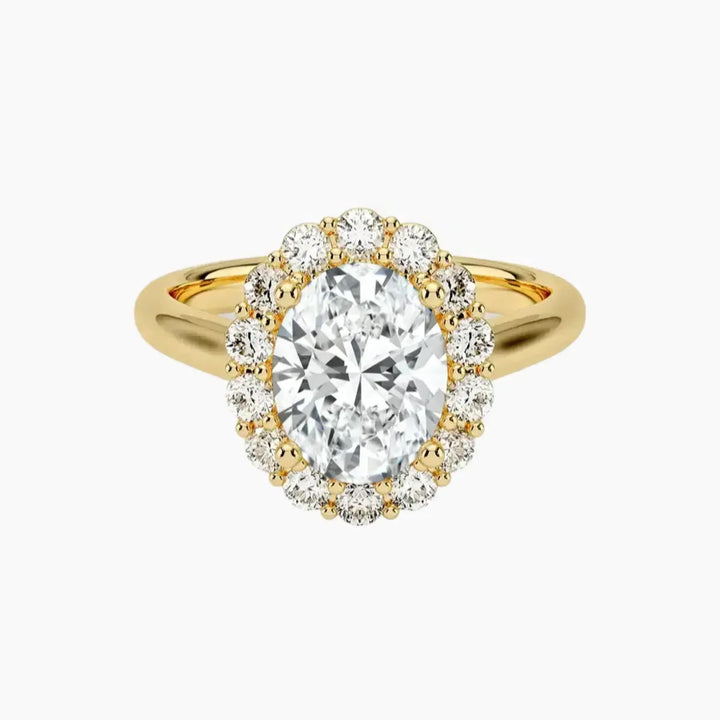 Fiora Oval Designer 3 Carat Lab Grown Diamond Engagement Ring in 18K Yellow Gold