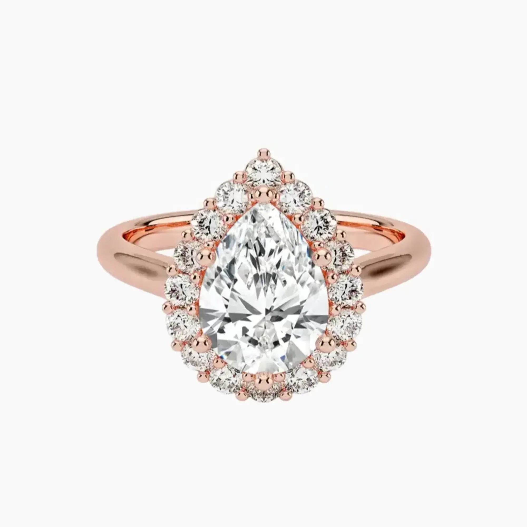Fiora Pear Designer 2 Carat Lab Grown Diamond Engagement Ring in 18K White Gold
