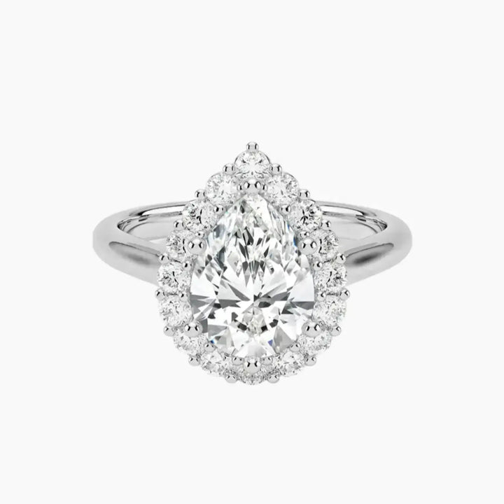 Fiora Pear Designer 1 Carat Lab Grown Diamond Engagement Ring in 18K White Gold