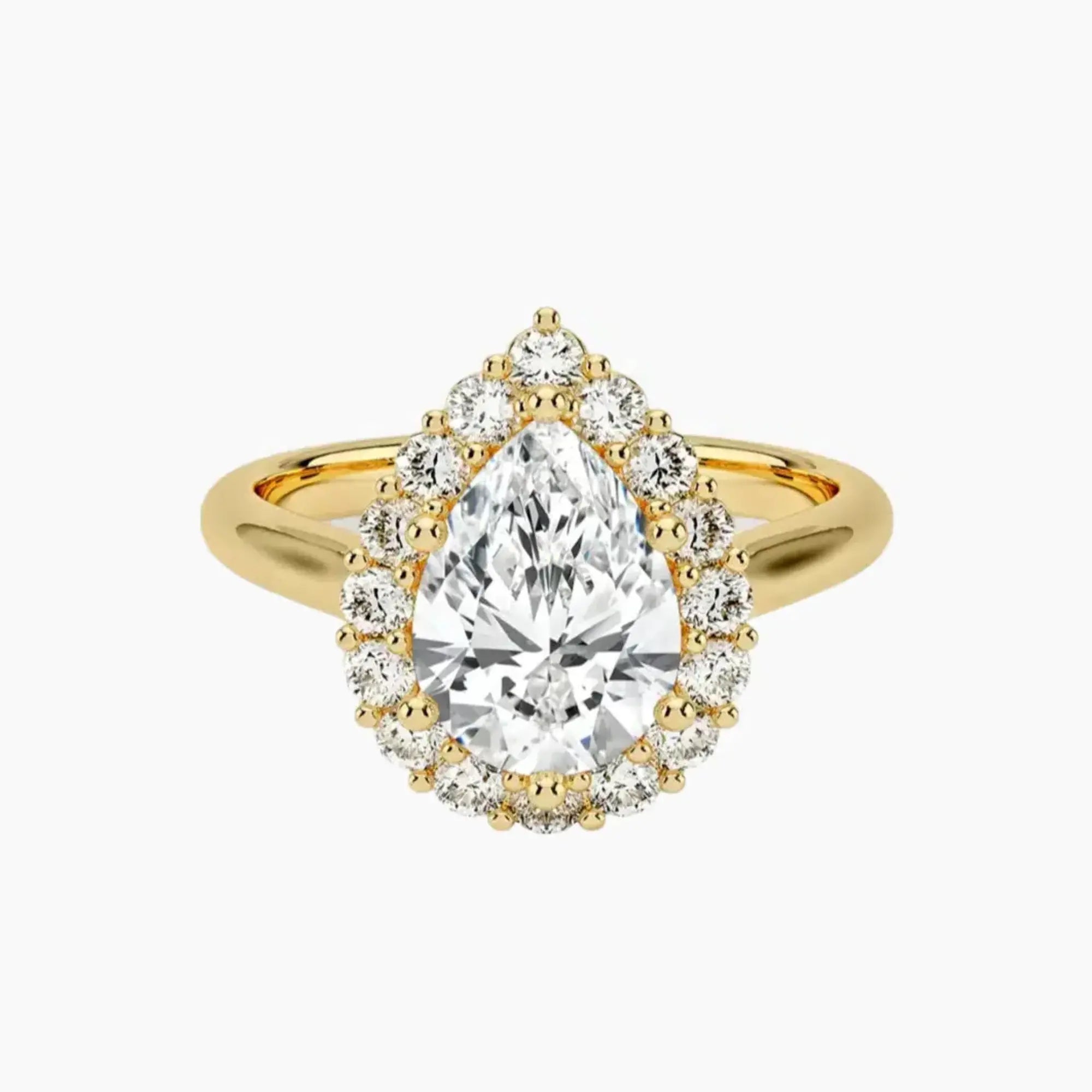 Fiora Pear Designer 1.5 Carat Lab Grown Diamond Engagement Ring in 14K Yellow Gold