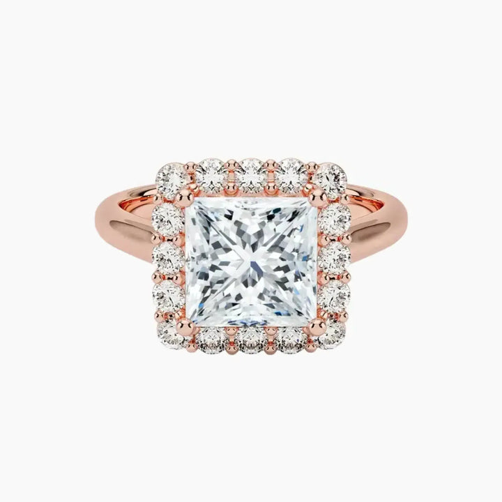 Fiora Princess Designer 2.5 Carat Lab Grown Diamond Engagement Ring in 14K Rose Gold