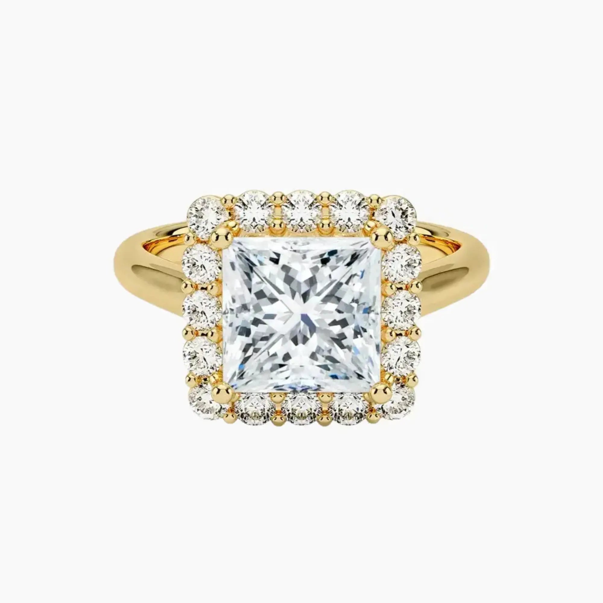 Fiora Princess Designer Diamond Ring Setting in 14K Yellow Gold
