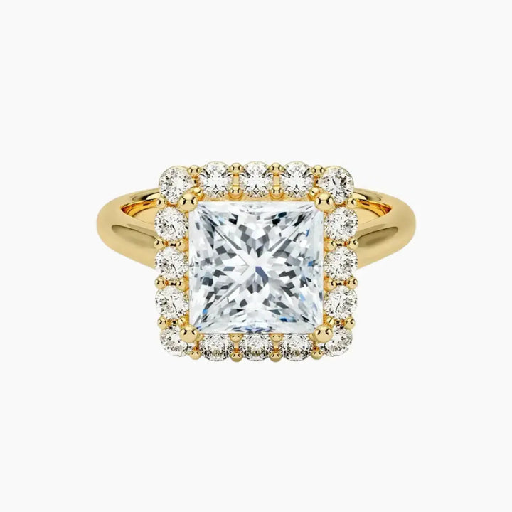Fiora Princess Designer 1 Carat Lab Grown Diamond Engagement Ring in 18K Yellow Gold