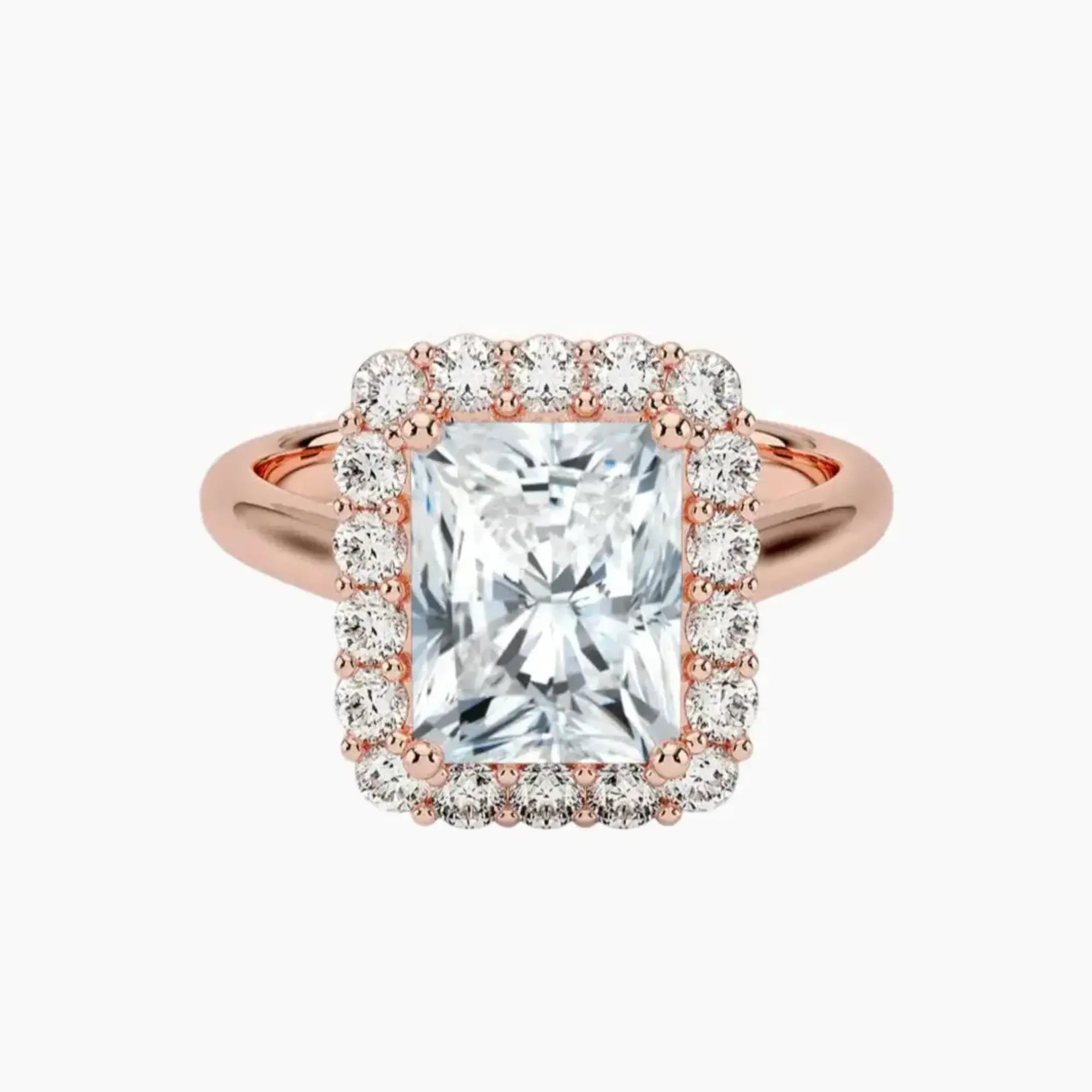 Fiora Radiant Designer 3 Carat Lab Grown Diamond Engagement Ring in 18K White Gold