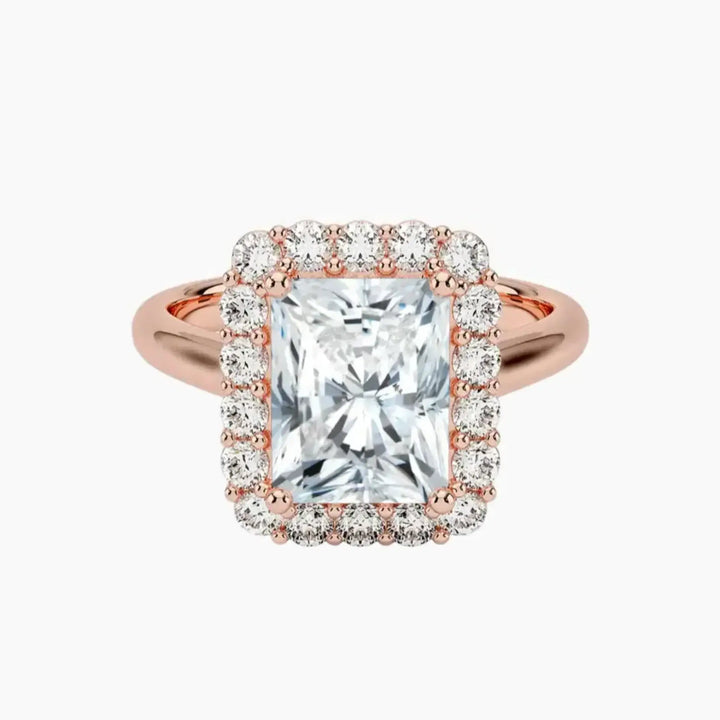Fiora Radiant Designer 2.5 Carat Lab Grown Diamond Engagement Ring in 18K Rose Gold