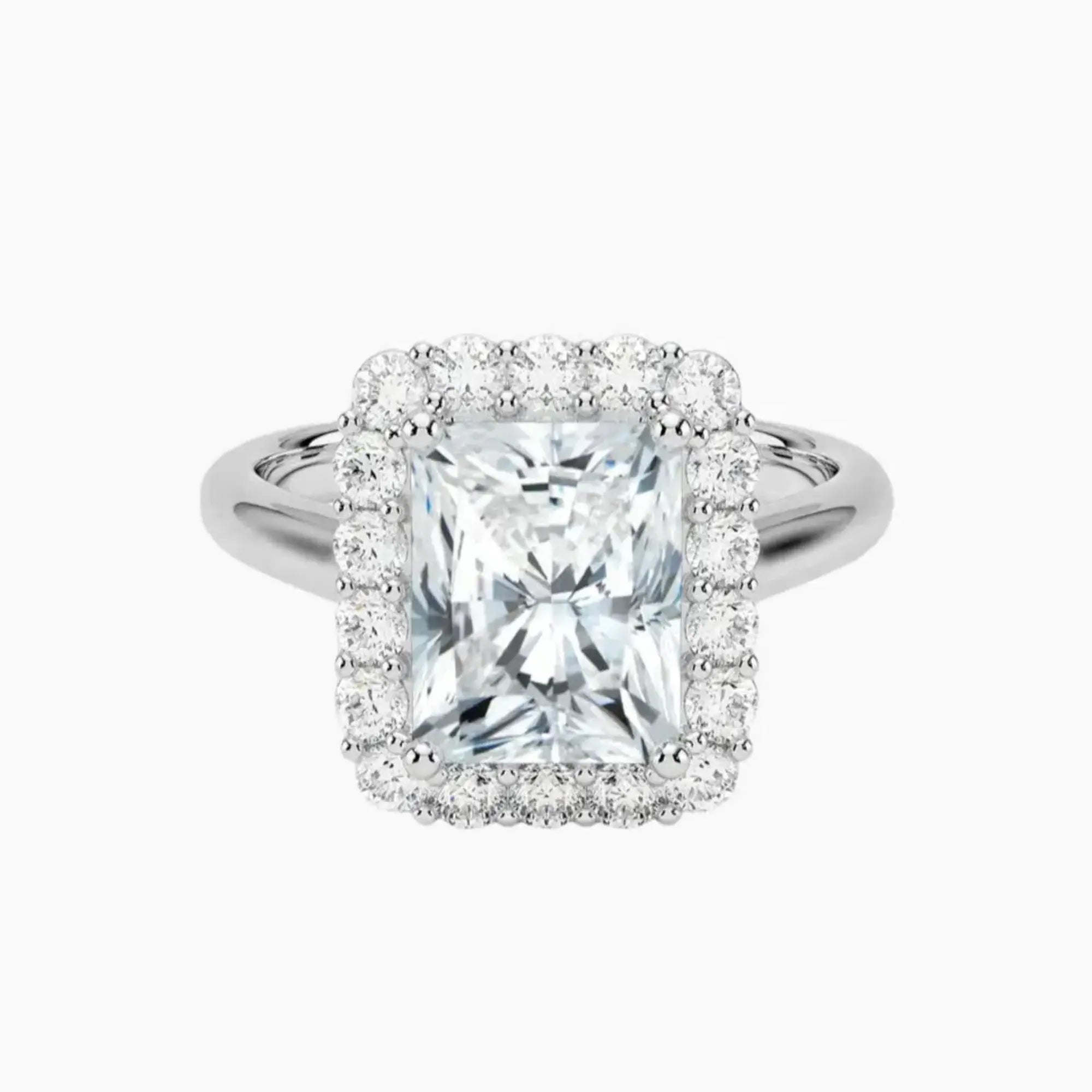 Fiora Radiant Designer 1 Carat Lab Grown Diamond Engagement Ring in 14K White Gold