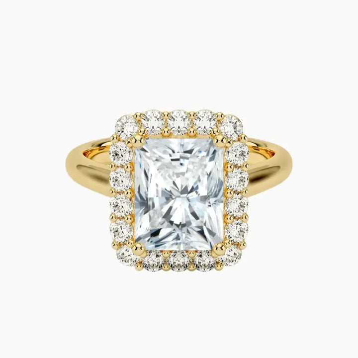 Fiora Radiant Designer 1.5 Carat Lab Grown Diamond Engagement Ring in 18K Yellow Gold