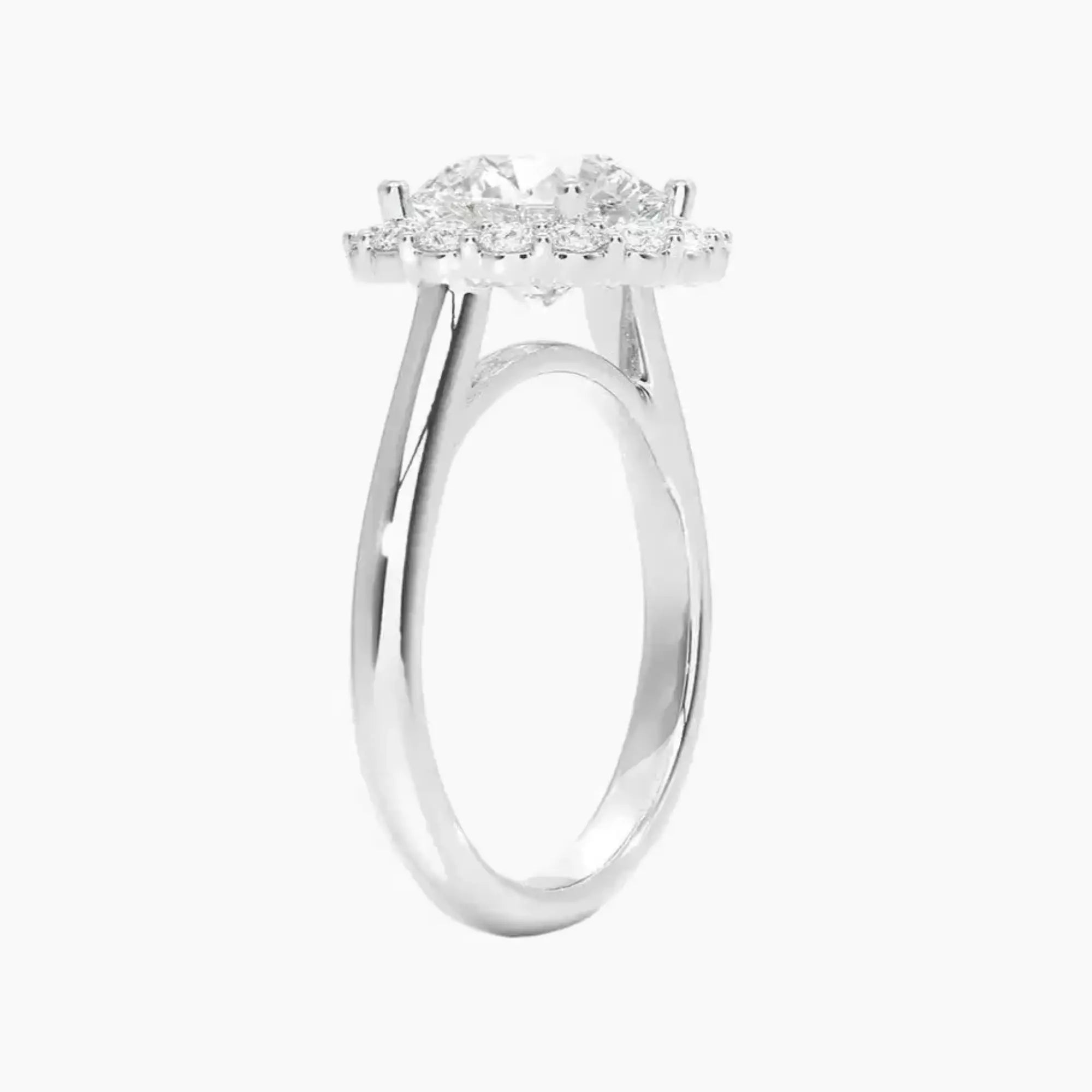 Fiora Round Designer Diamond Ring Setting in 14K White Gold