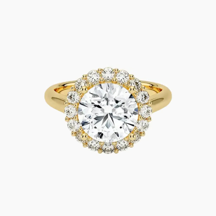 Fiora Round Designer 2 Carat Lab Grown Diamond Engagement Ring in 18K Yellow Gold
