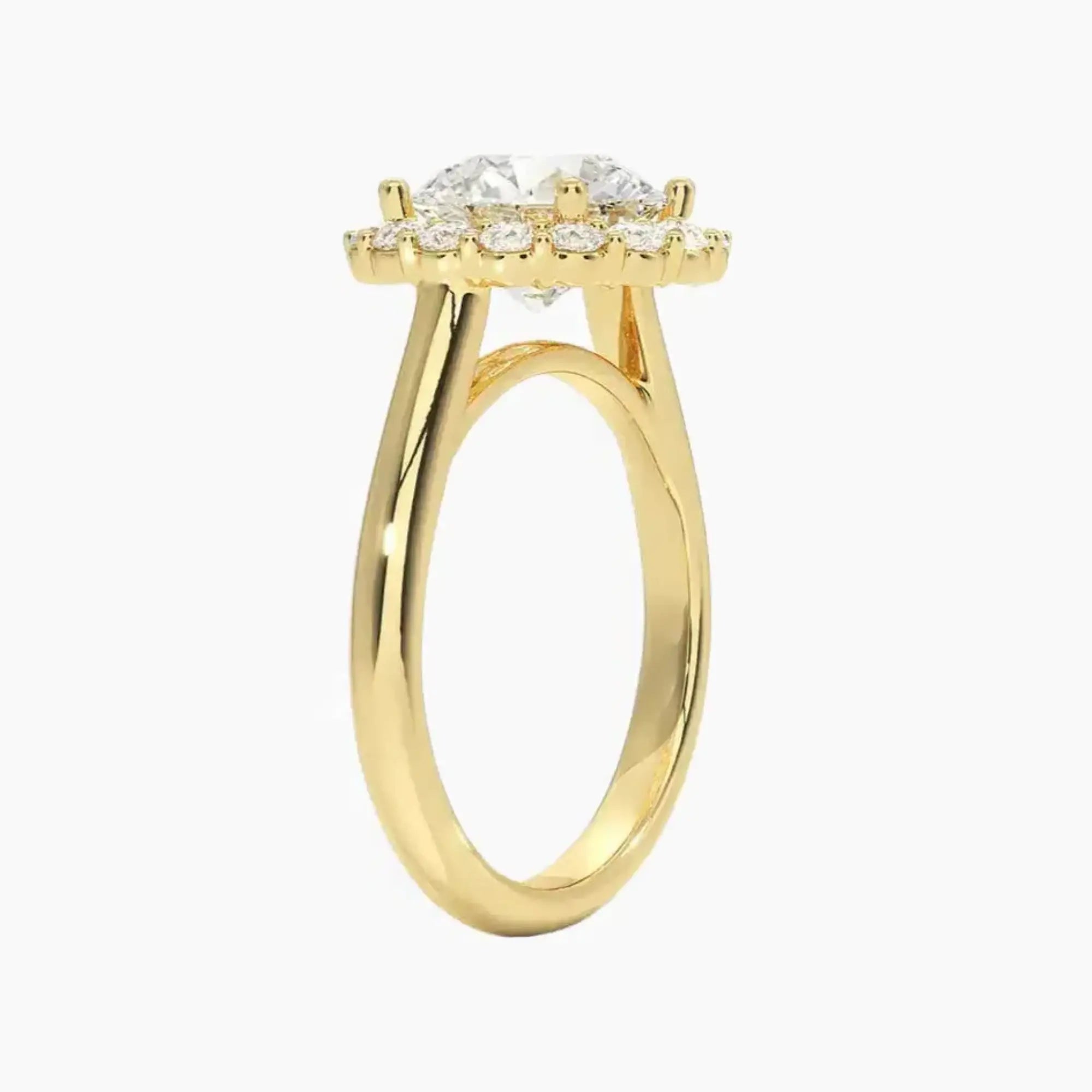 Fiora Round Designer 1.5 Carat Lab Grown Diamond Engagement Ring in 18K Yellow Gold