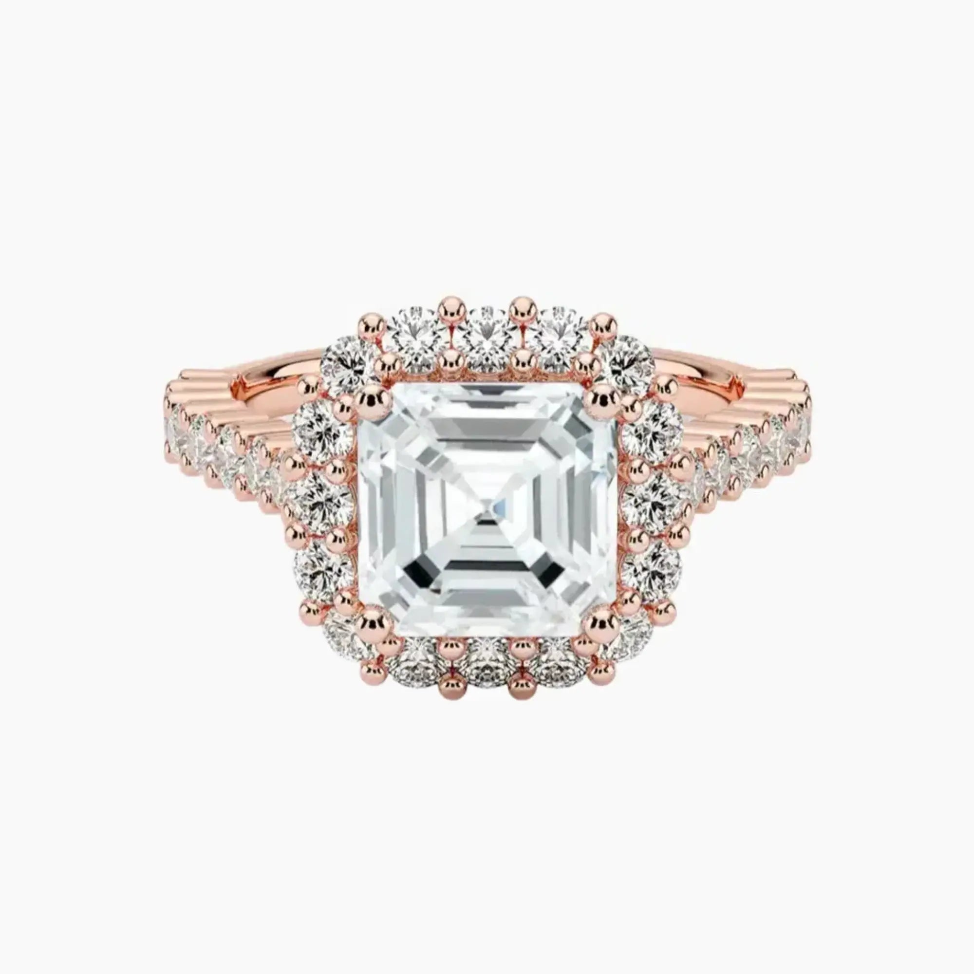 Fiora Pave Asscher Designer Diamond Ring Setting in 18K White Gold