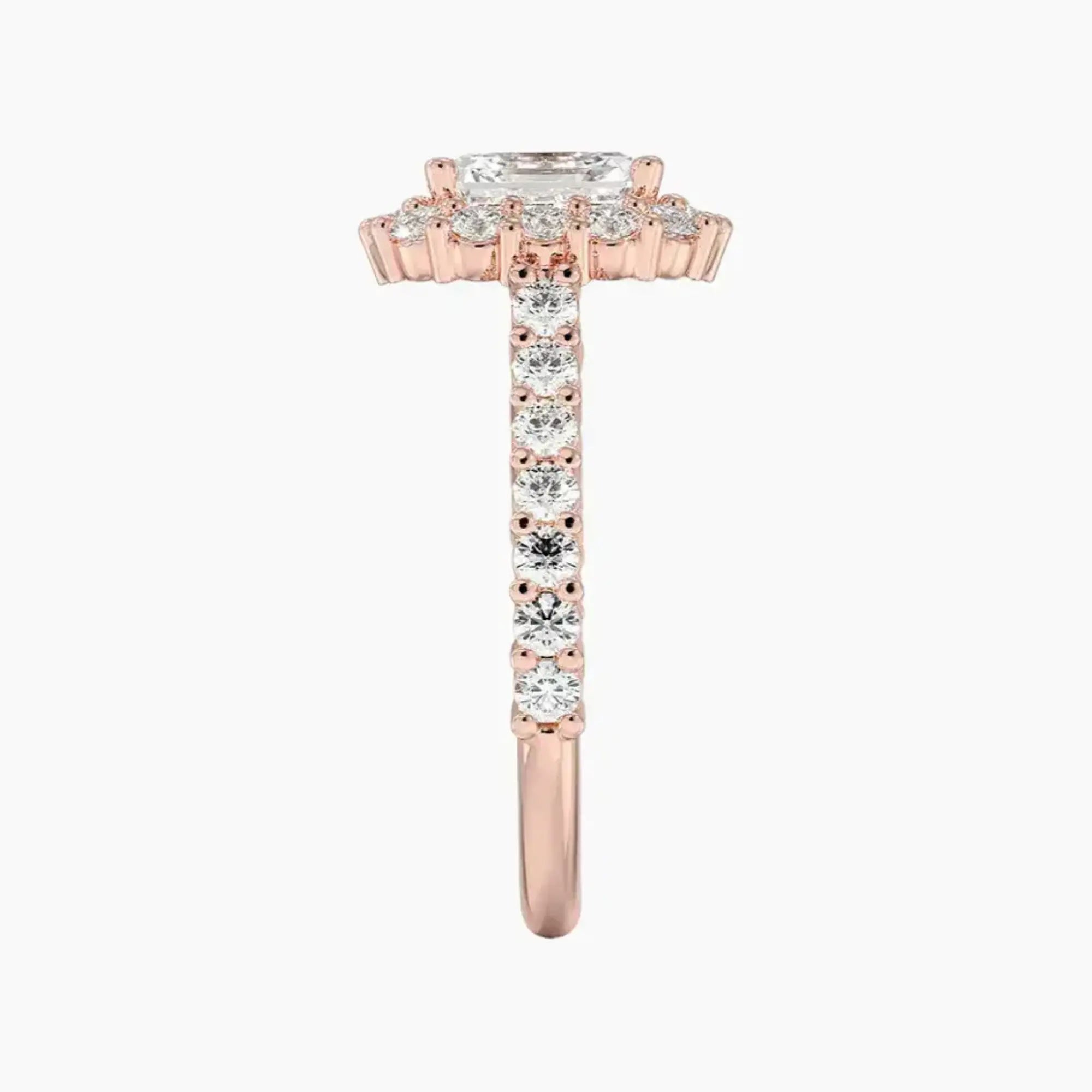 Fiora Pave Asscher Designer 2.5 Carat Lab Grown Diamond Engagement Ring in 14K Yellow Gold