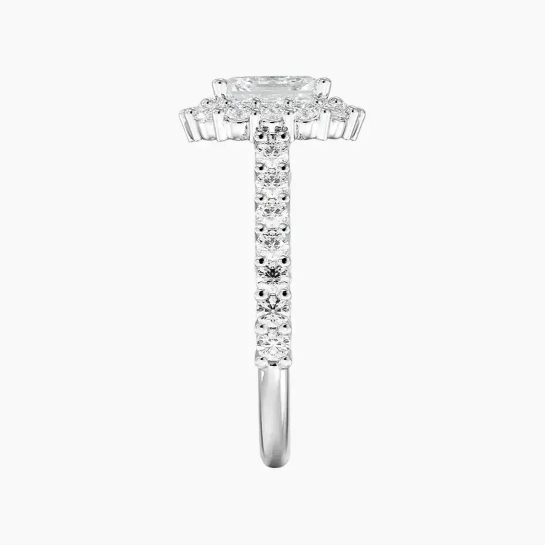 Fiora Pave Asscher Designer 3 Carat Lab Grown Diamond Engagement Ring in 18K Yellow Gold