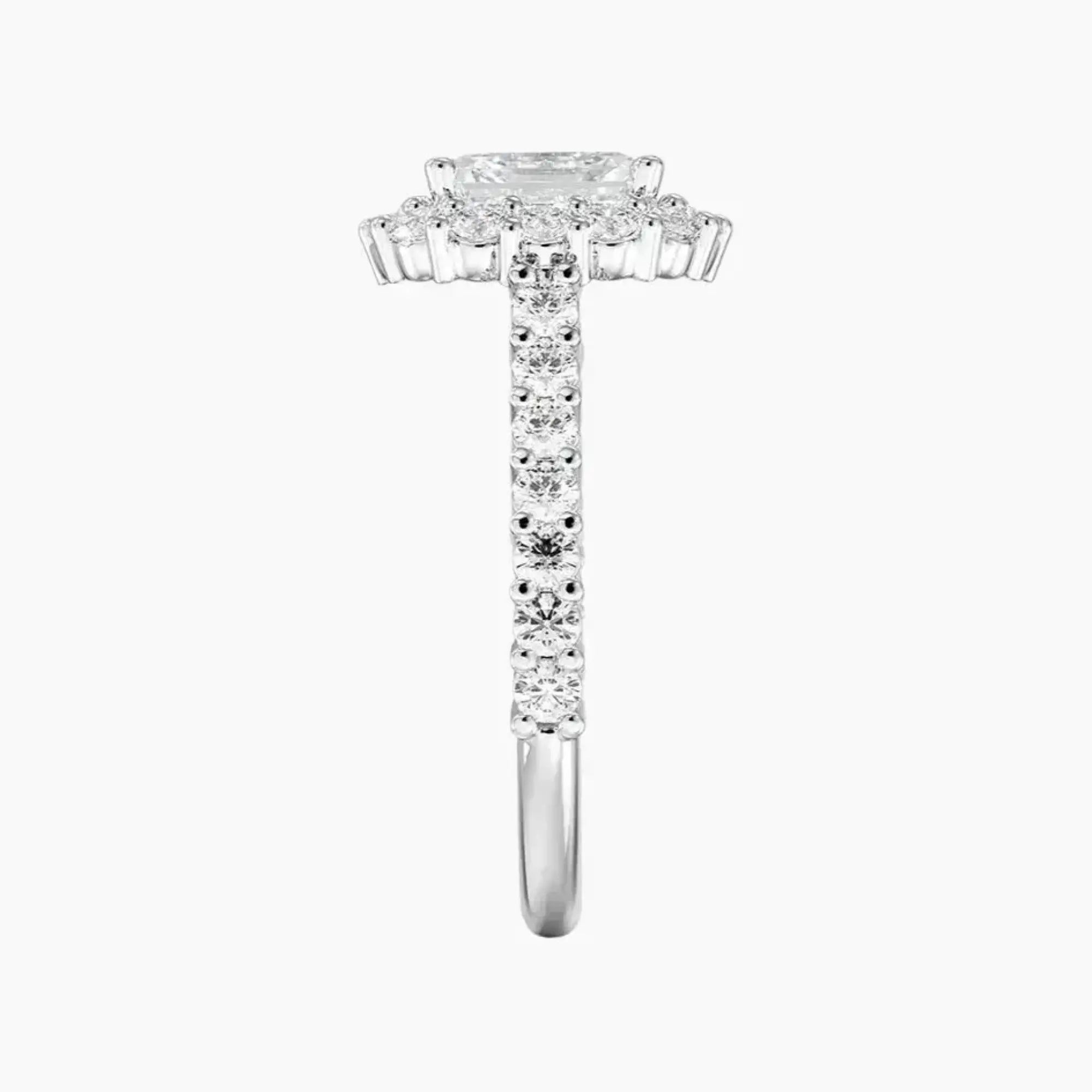 Fiora Pave Asscher Designer 1.5 Carat Lab Grown Diamond Engagement Ring in 18K Rose Gold