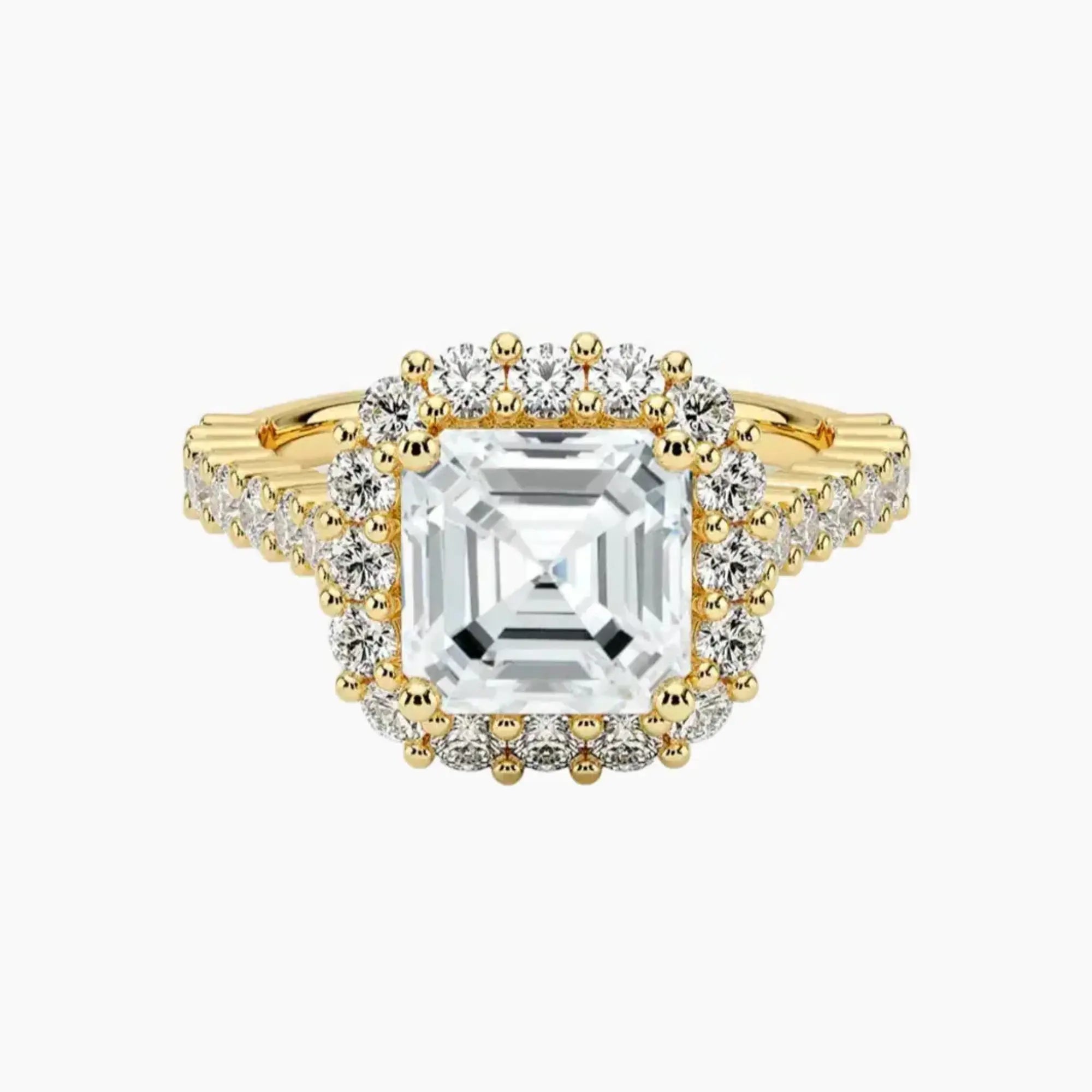 Fiora Pave Asscher Designer 1.5 Carat Lab Grown Diamond Engagement Ring in 18K Rose Gold