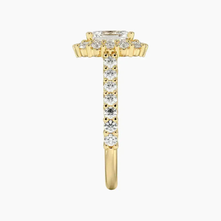 Fiora Pave Asscher Designer 3 Carat Lab Grown Diamond Engagement Ring in 18K Rose Gold