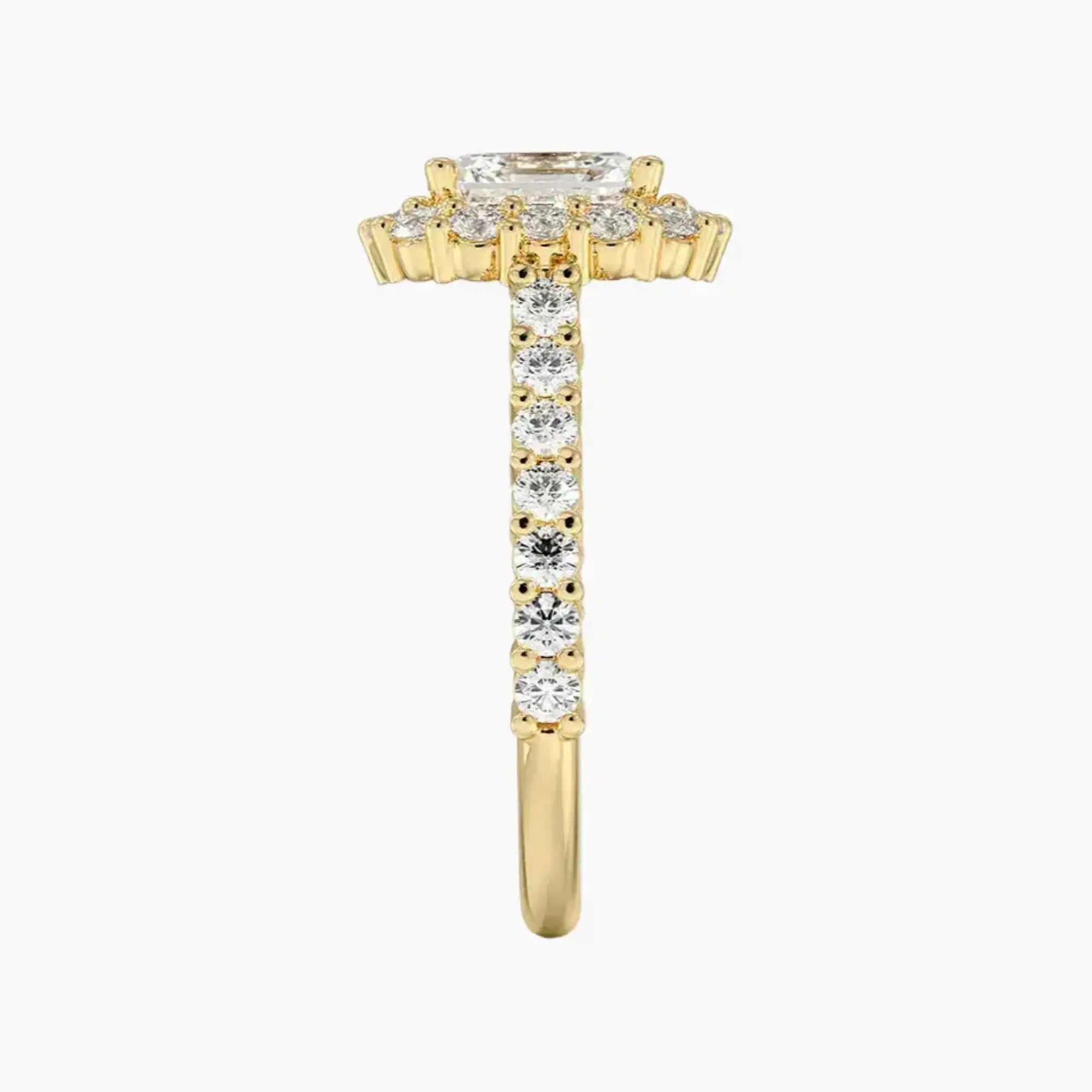 Fiora Pave Asscher Designer Diamond Ring Setting in 14K White Gold