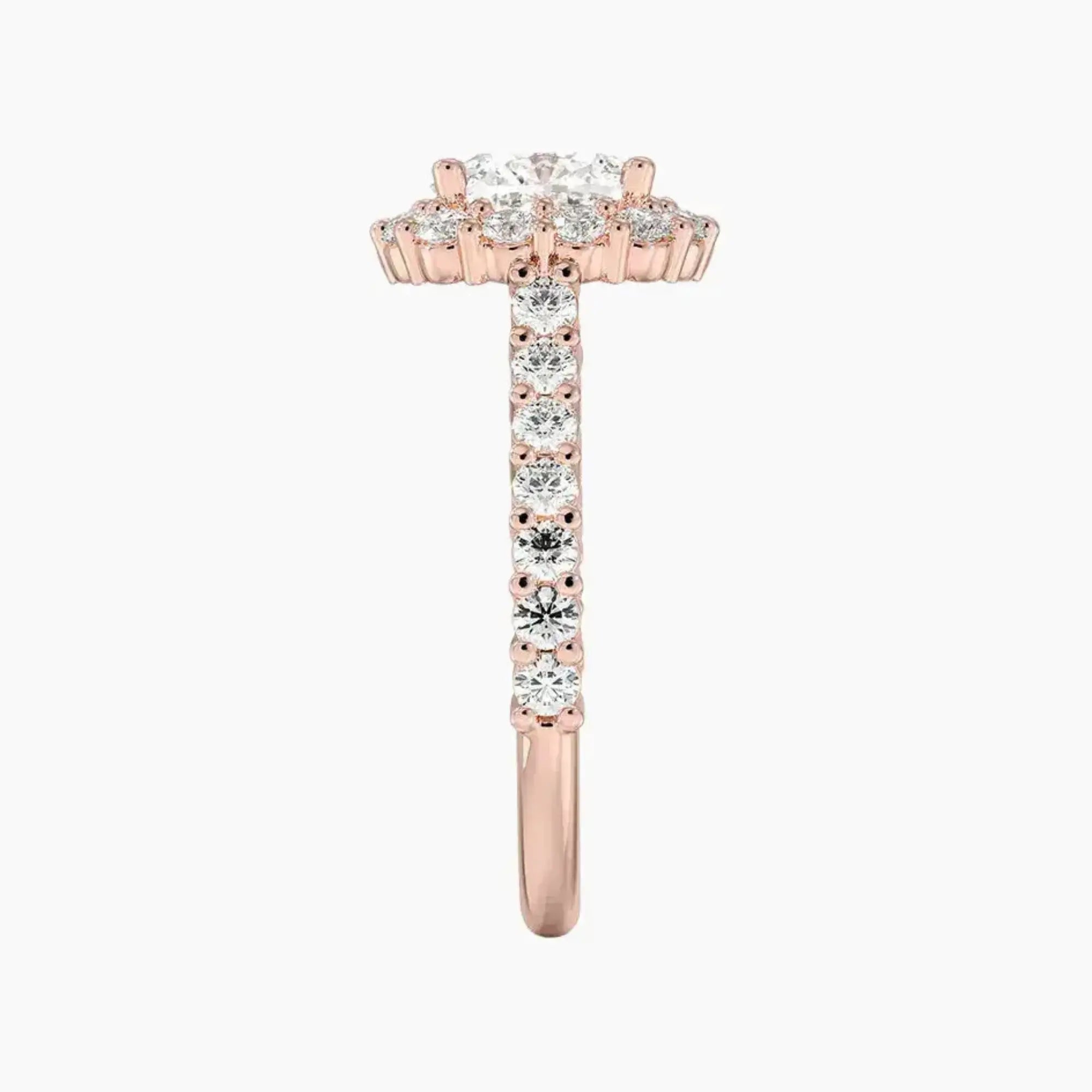 Fiora Pave Cushion Designer 2 Carat Lab Grown Diamond Engagement Ring in 14K White Gold
