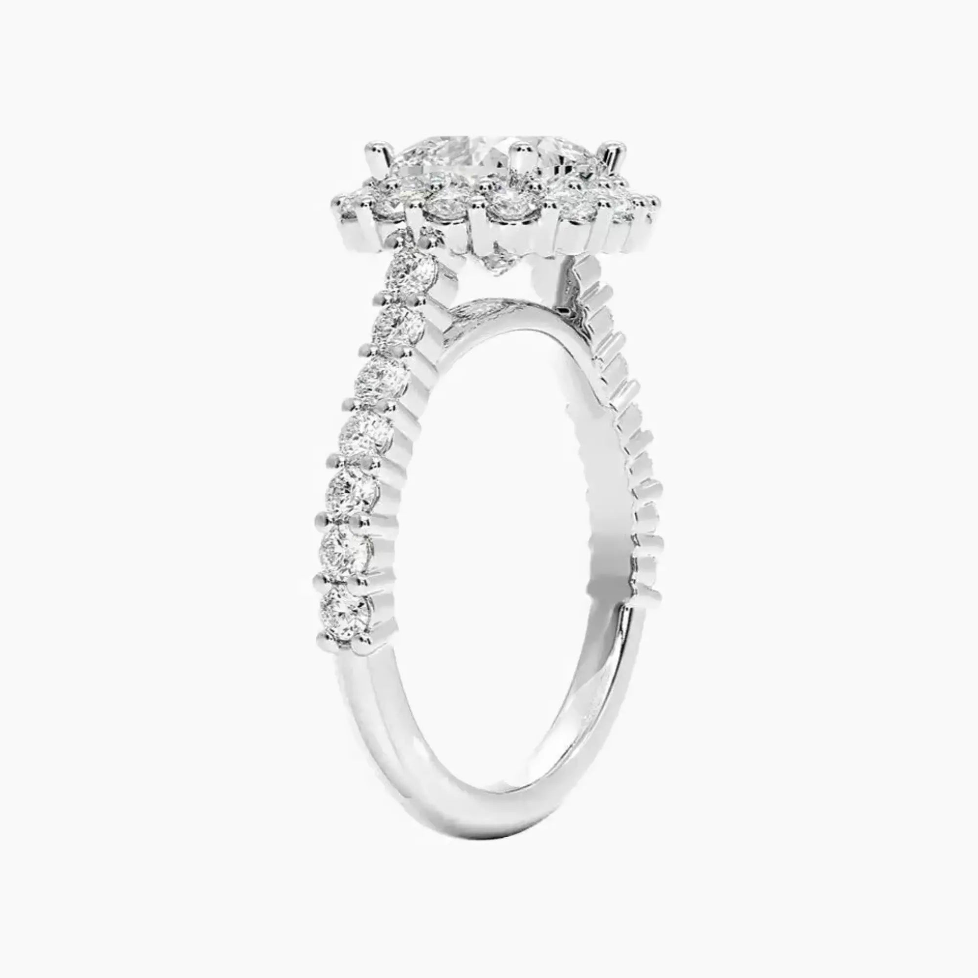 Fiora Pave Cushion Designer 1.5 Carat Lab Grown Diamond Engagement Ring in 18K Rose Gold