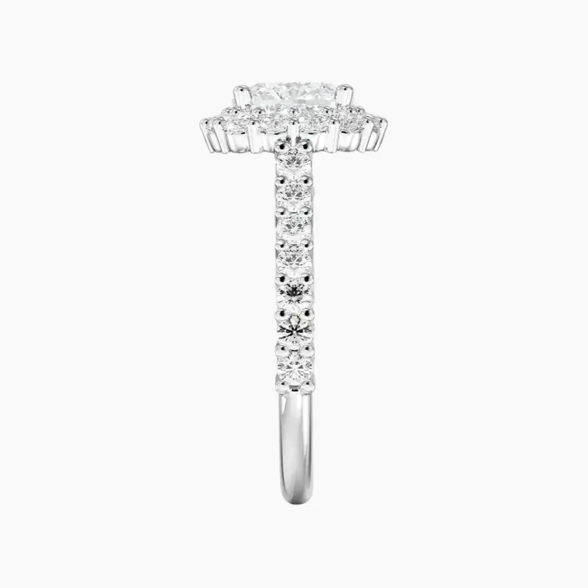Fiora Pave Cushion Designer 3 Carat Lab Grown Diamond Engagement Ring in 14K Yellow Gold