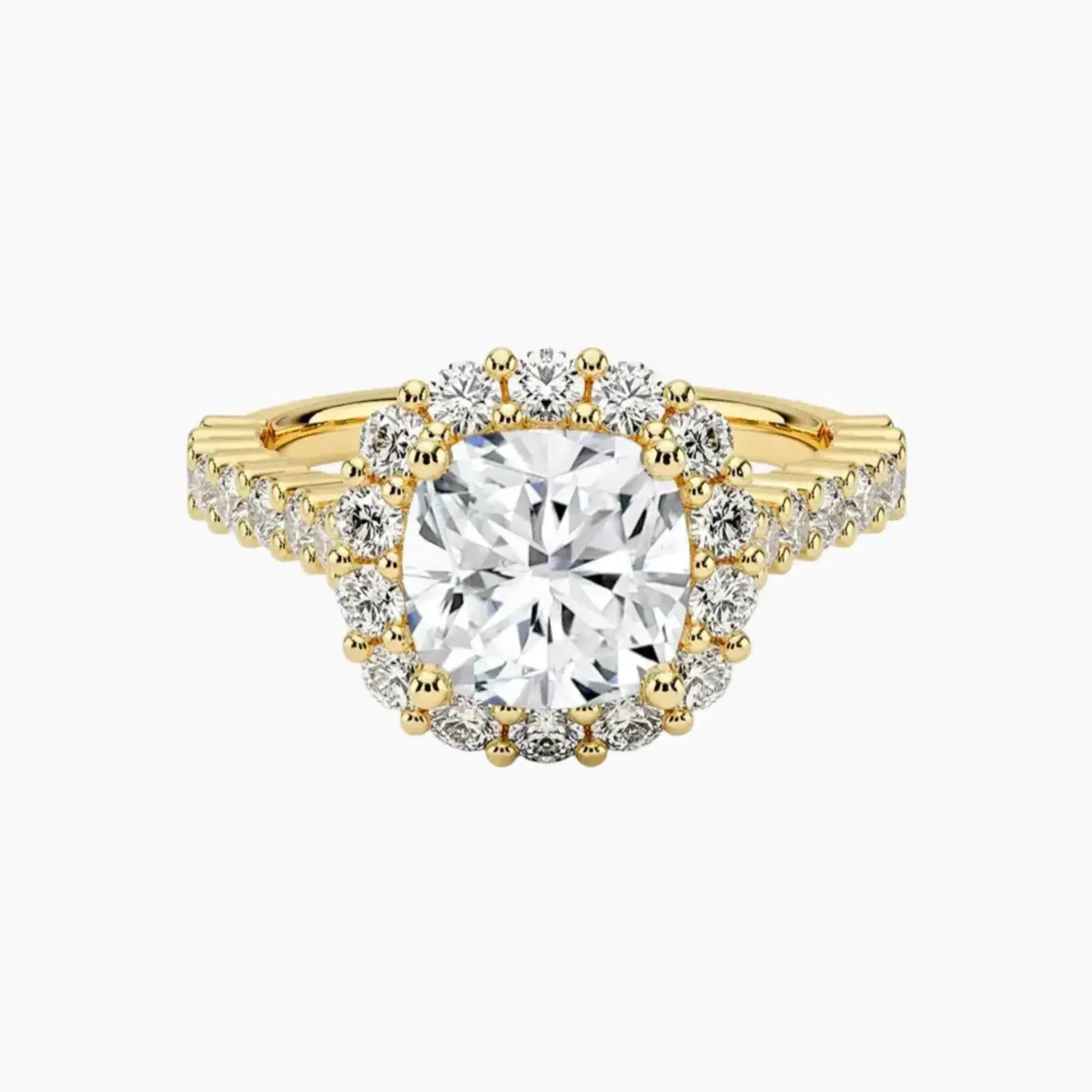 Fiora Pave Cushion Designer Diamond Ring Setting in 18K White Gold