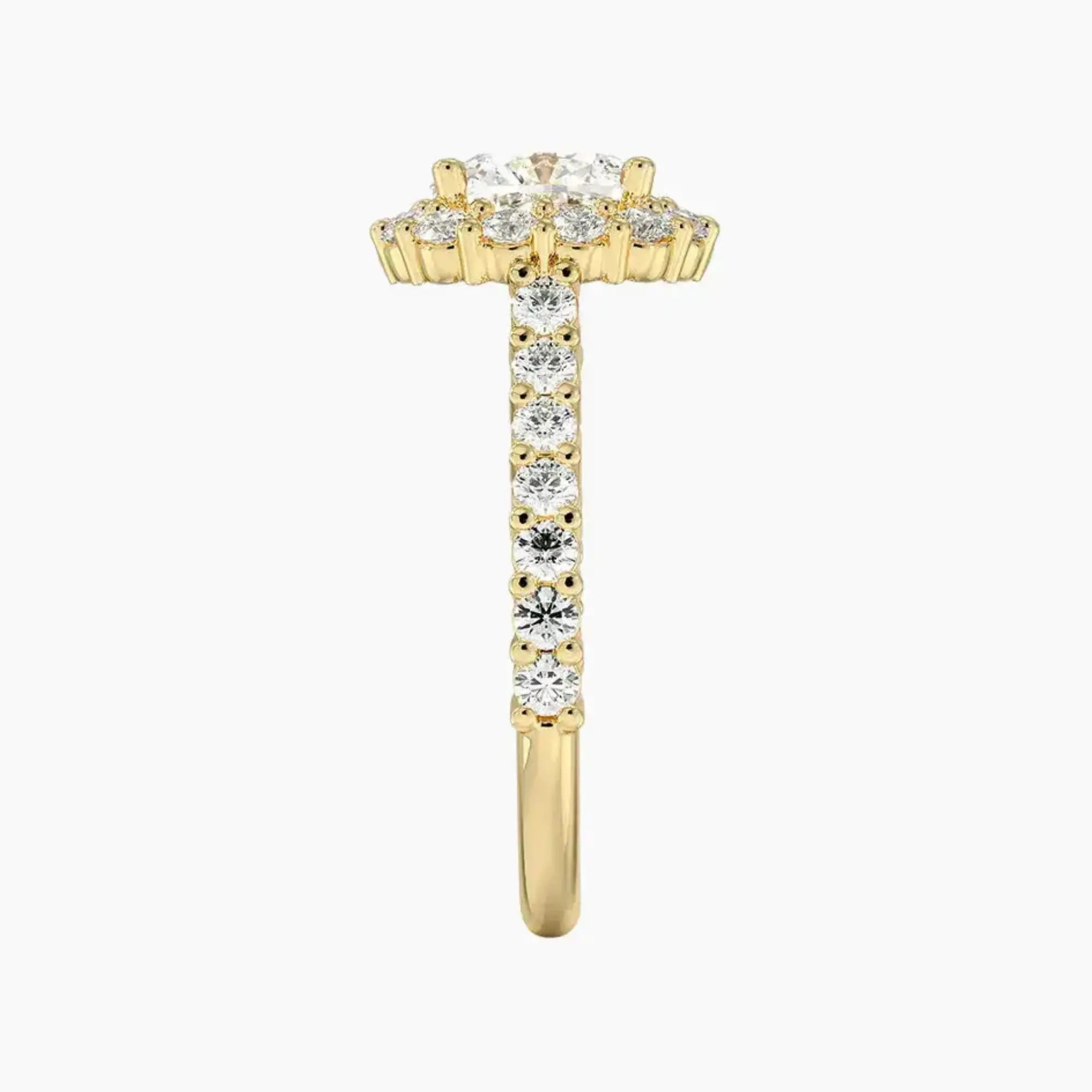 Fiora Pave Cushion Designer 2.5 Carat Lab Grown Diamond Engagement Ring in 14K White Gold