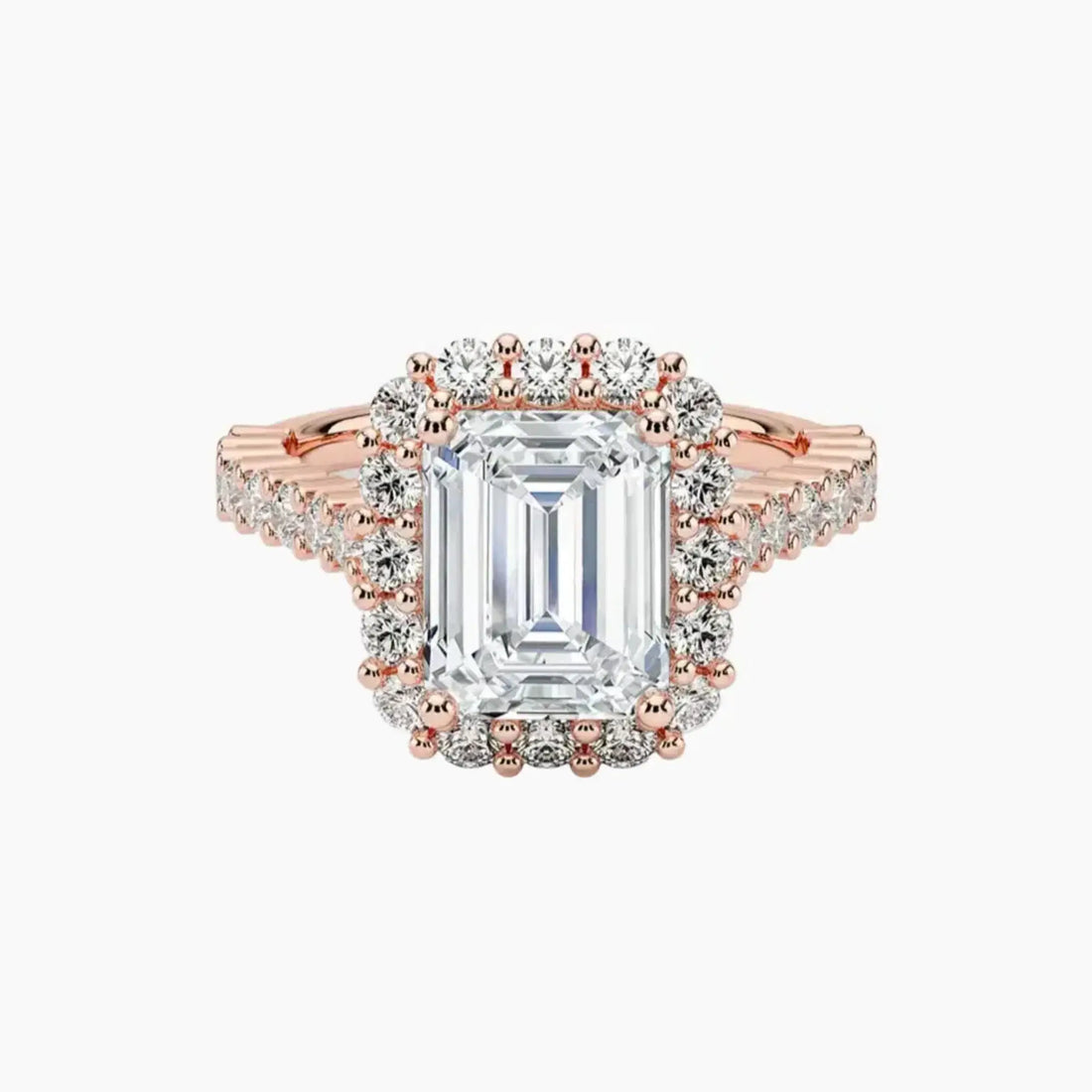 Fiora Pave Emerald Designer 2 Carat Lab Grown Diamond Engagement Ring in 14K Yellow Gold