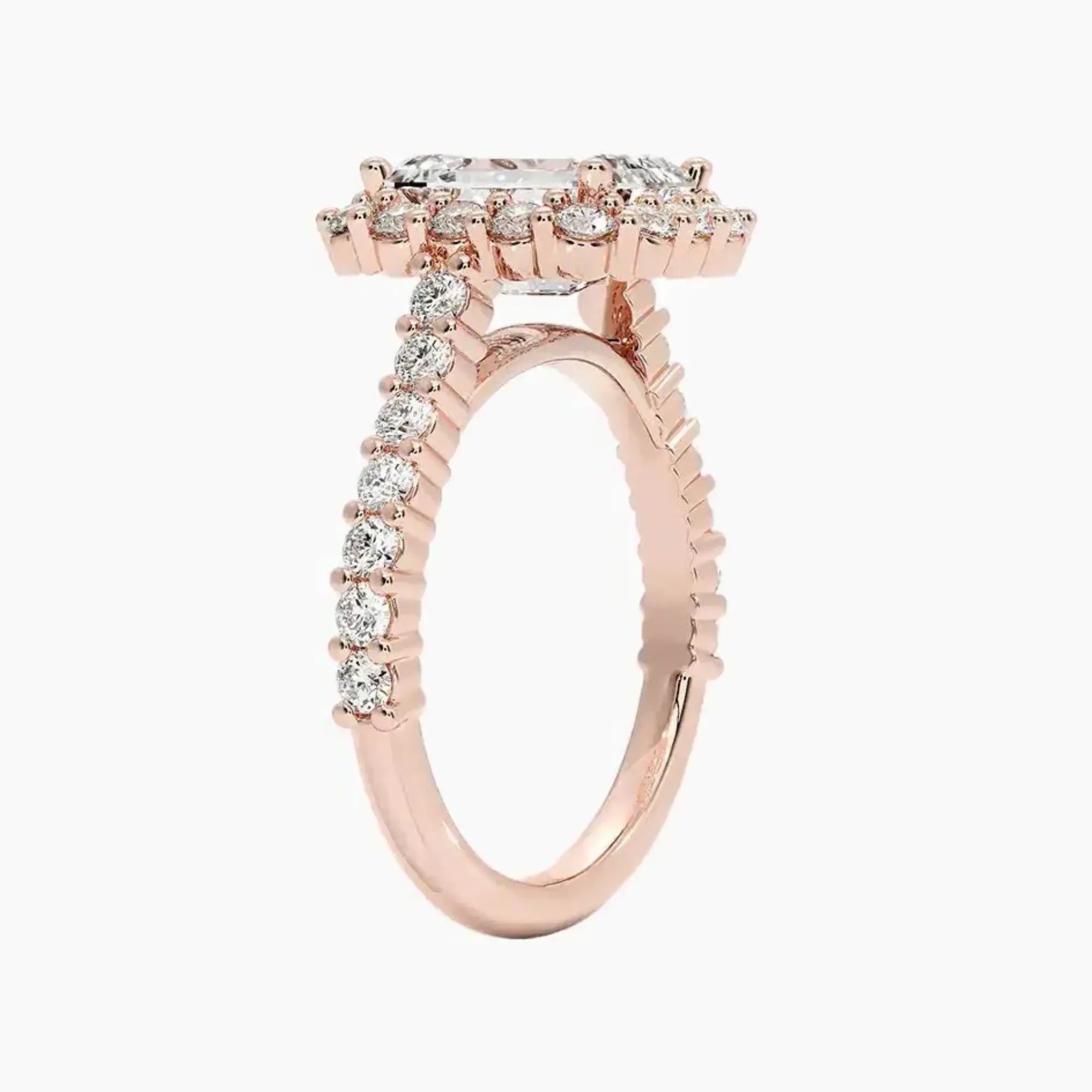 Fiora Pave Emerald Designer Diamond Ring Setting in 18K Rose Gold