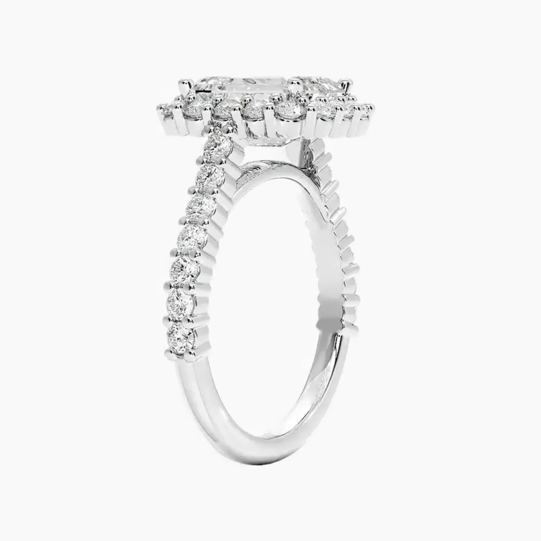 Fiora Pave Emerald Designer 2 Carat Lab Grown Diamond Engagement Ring in 14K White Gold