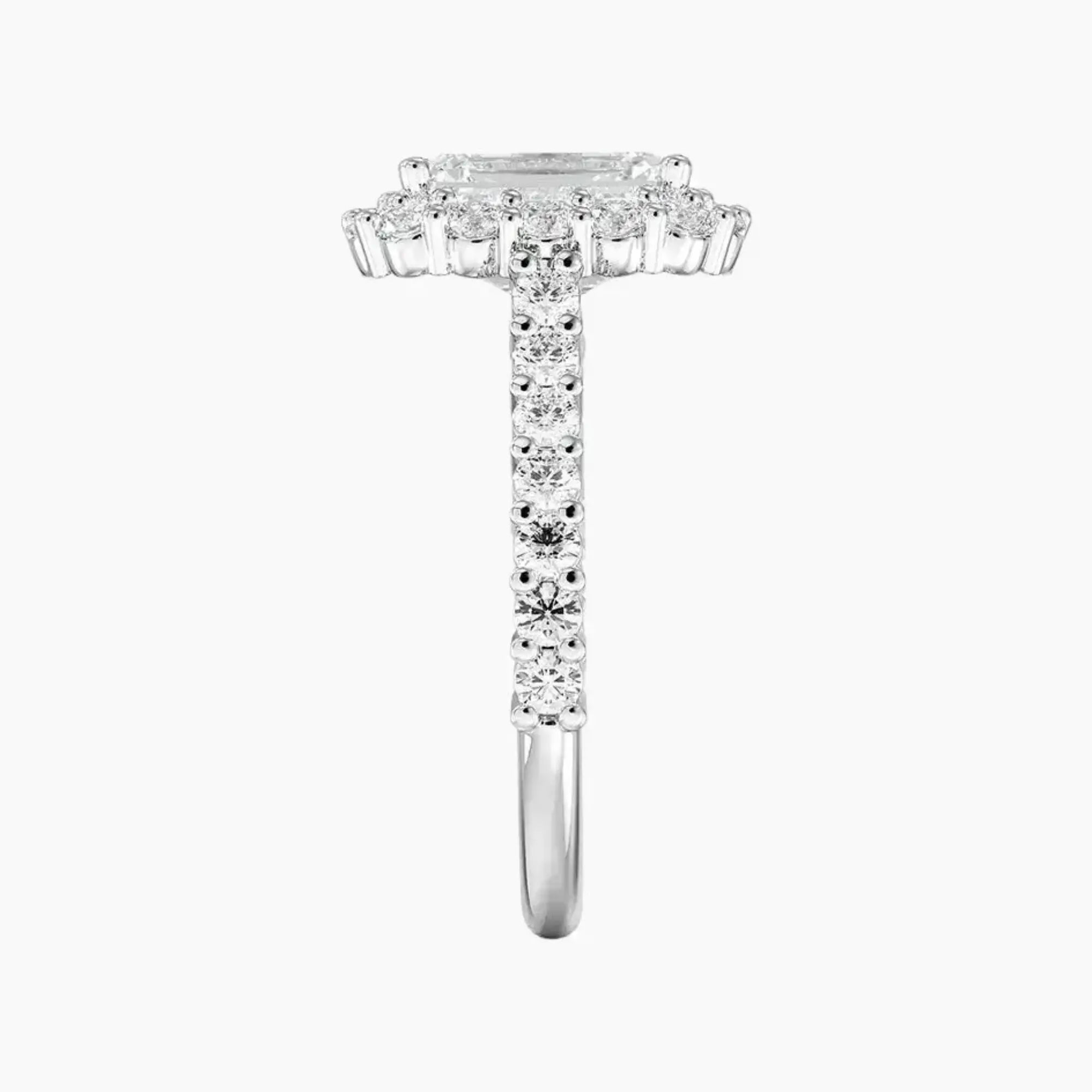 Fiora Pave Emerald Designer 2.5 Carat Lab Grown Diamond Engagement Ring in 14K Yellow Gold