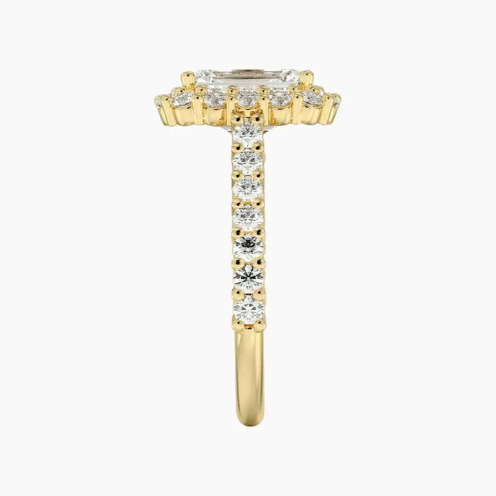 Fiora Pave Emerald Designer 2.5 Carat Lab Grown Diamond Engagement Ring in 14K Rose Gold