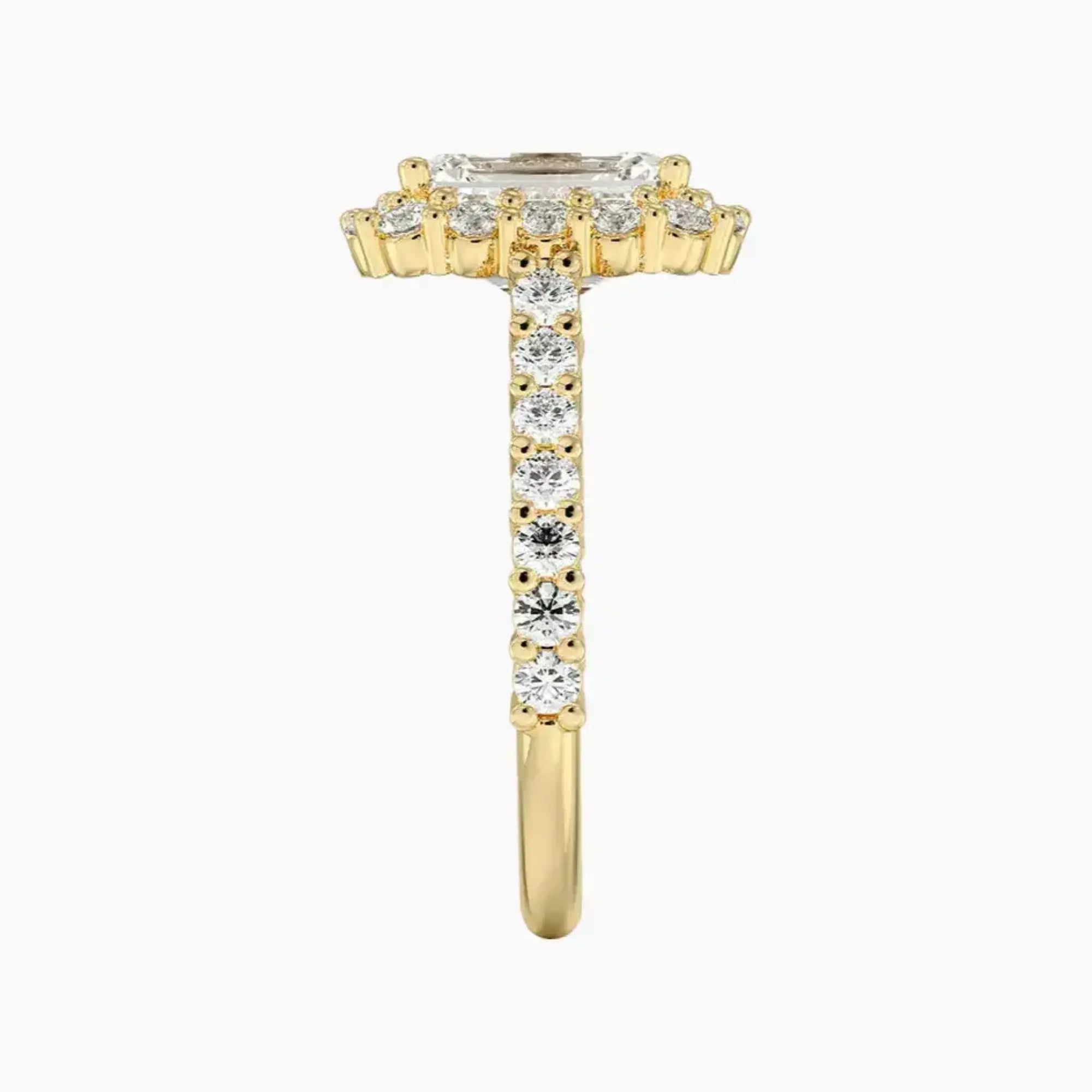 Fiora Pave Emerald Designer 3 Carat Lab Grown Diamond Engagement Ring in 18K Rose Gold