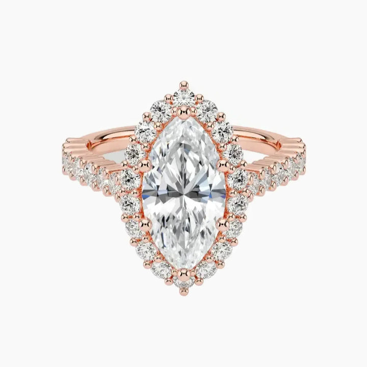 Fiora Pave Marquise Designer 2 Carat Lab Grown Diamond Engagement Ring in 18K Rose Gold