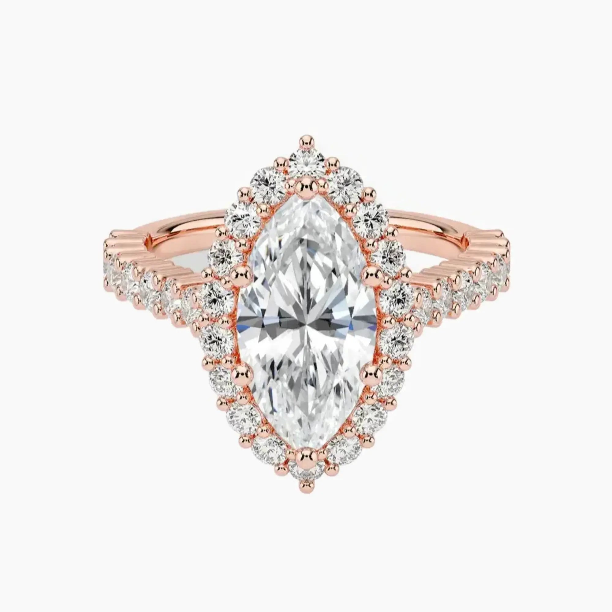 Fiora Pave Marquise Designer Diamond Ring Setting in 14K Rose Gold