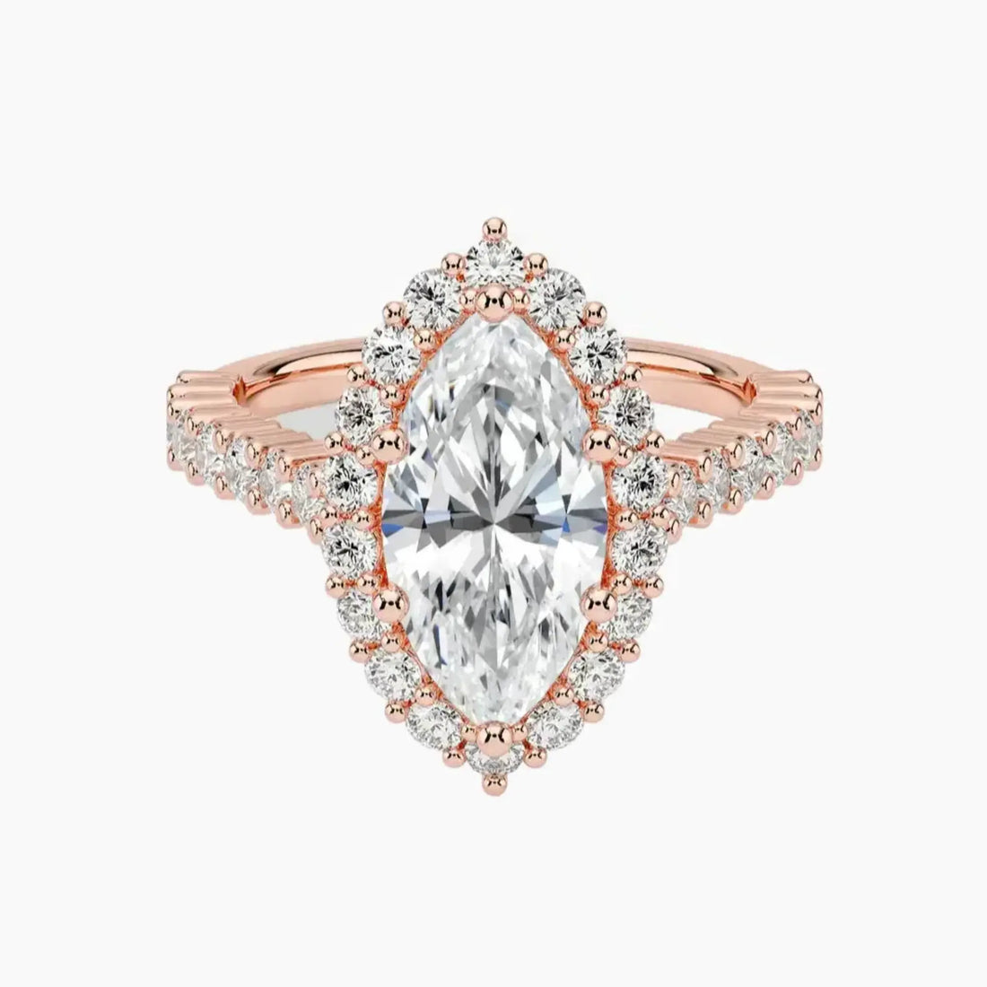 Fiora Pave Marquise Designer 3 Carat Lab Grown Diamond Engagement Ring in 14K White Gold