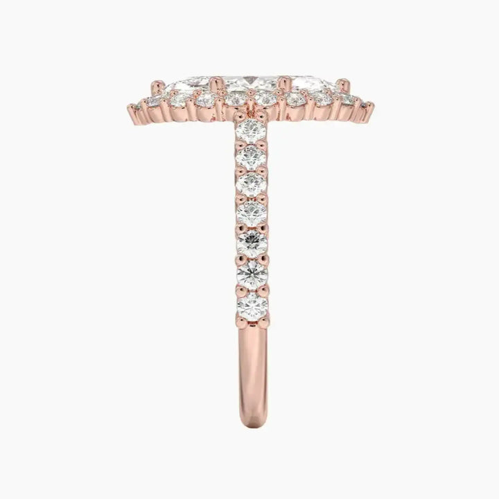 Fiora Pave Marquise Designer 2.5 Carat Lab Grown Diamond Engagement Ring in 18K White Gold