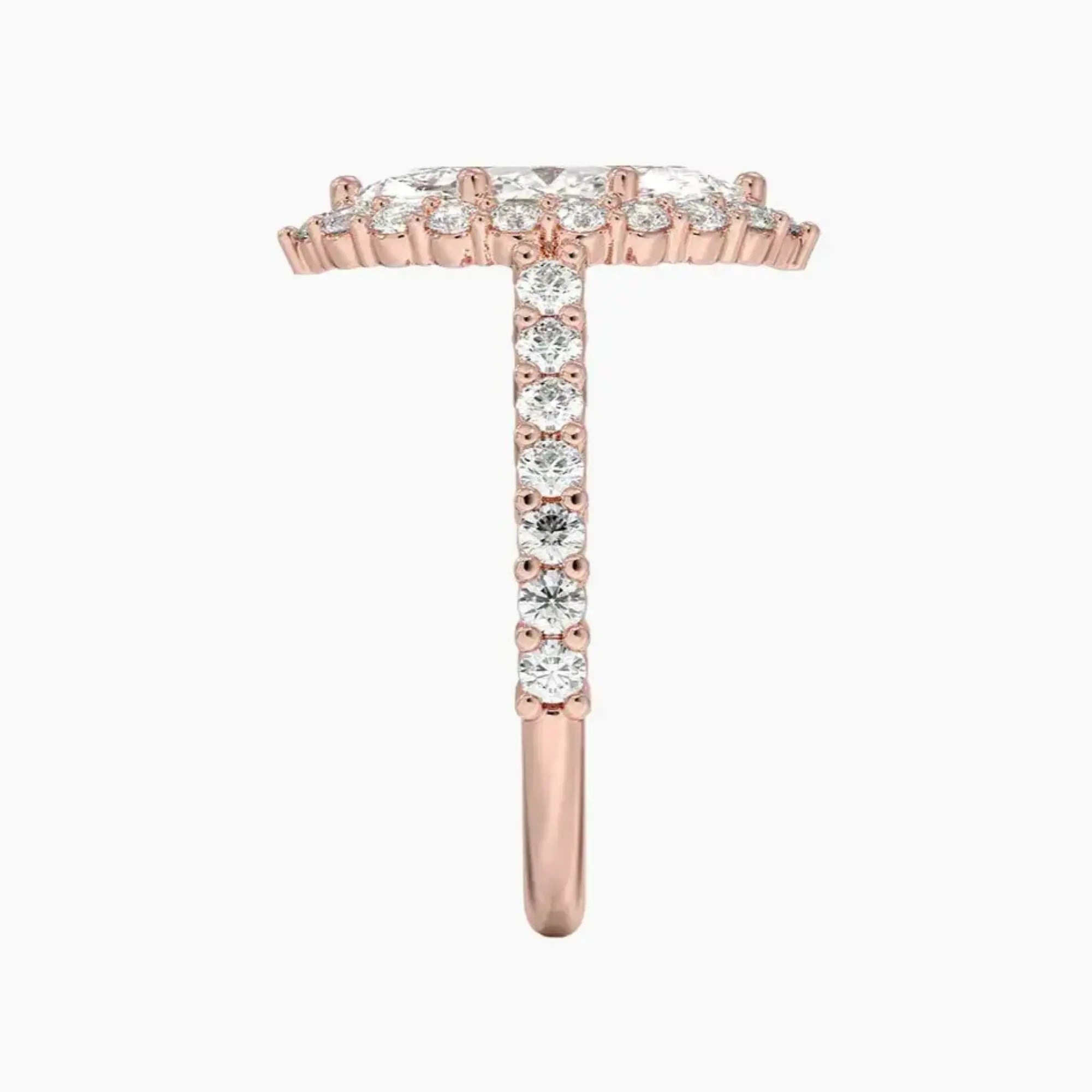 Fiora Pave Marquise Designer Diamond Ring Setting in 18K Rose Gold