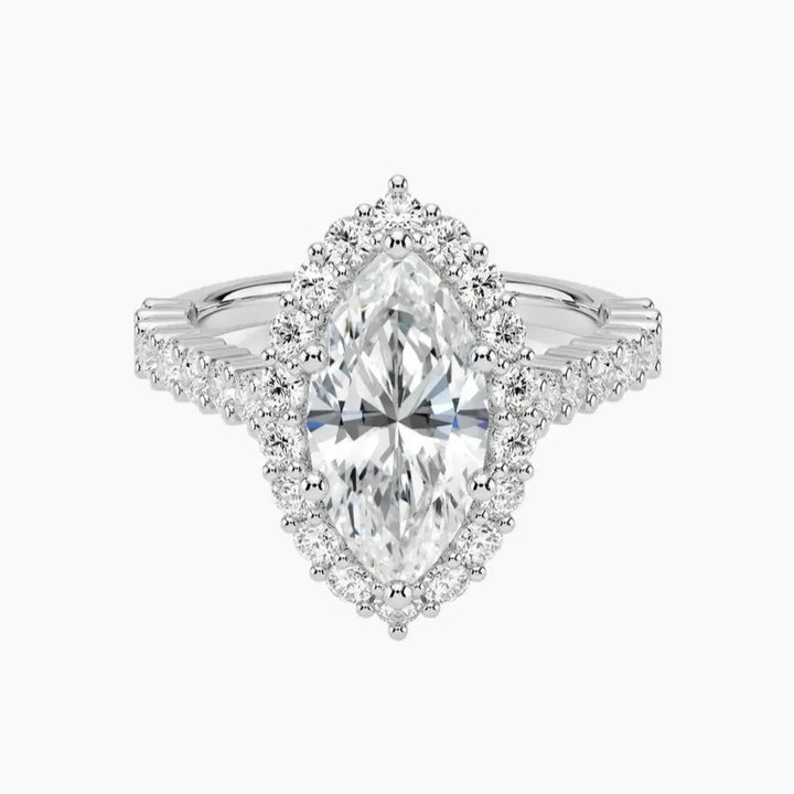 Fiora Pave Marquise Designer 1.5 Carat Lab Grown Diamond Engagement Ring in 14K White Gold