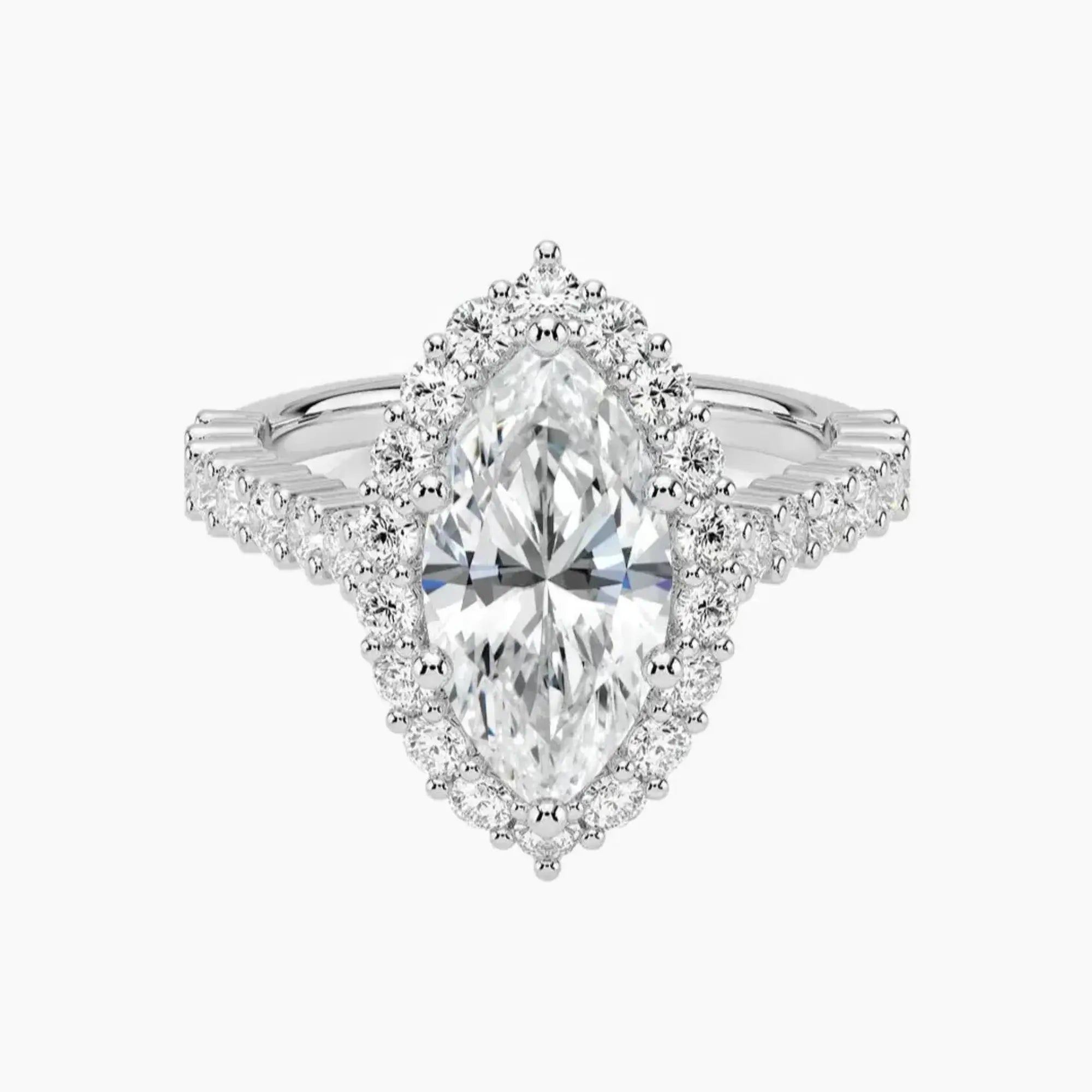 Fiora Pave Marquise Designer 3 Carat Lab Grown Diamond Engagement Ring in 14K Rose Gold
