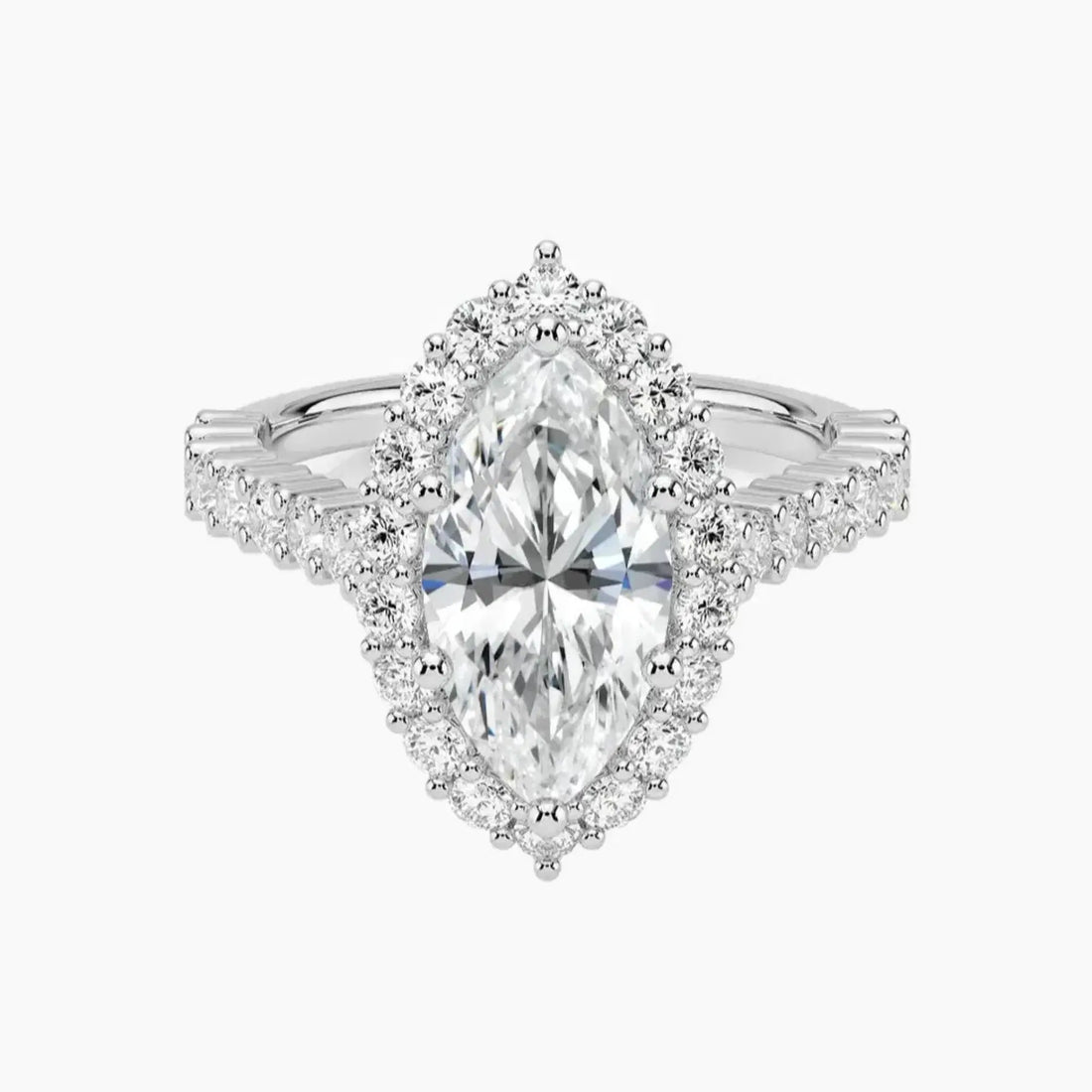 Fiora Pave Marquise Designer 2.5 Carat Lab Grown Diamond Engagement Ring in 14K Rose Gold