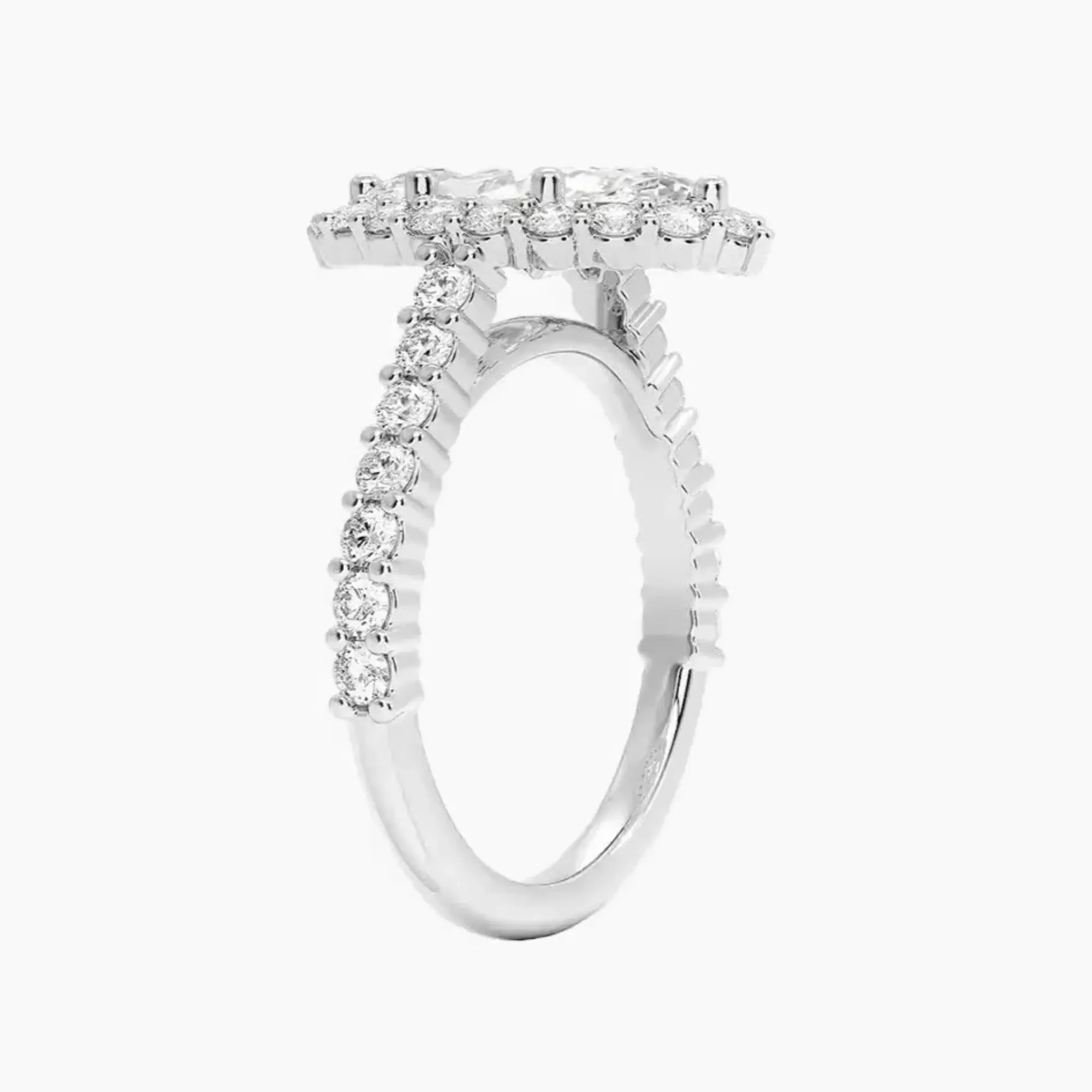 Fiora Pave Marquise Designer 2.5 Carat Lab Grown Diamond Engagement Ring in 18K Rose Gold