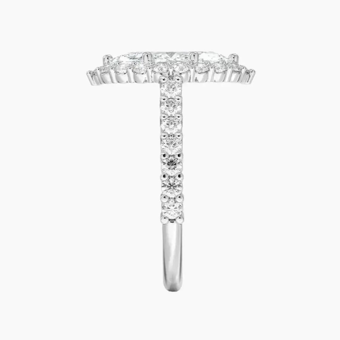 Fiora Pave Marquise Designer 3 Carat Lab Grown Diamond Engagement Ring in 18K White Gold