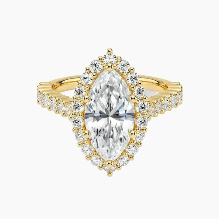 Fiora Pave Marquise Designer 2 Carat Lab Grown Diamond Engagement Ring in 14K Yellow Gold