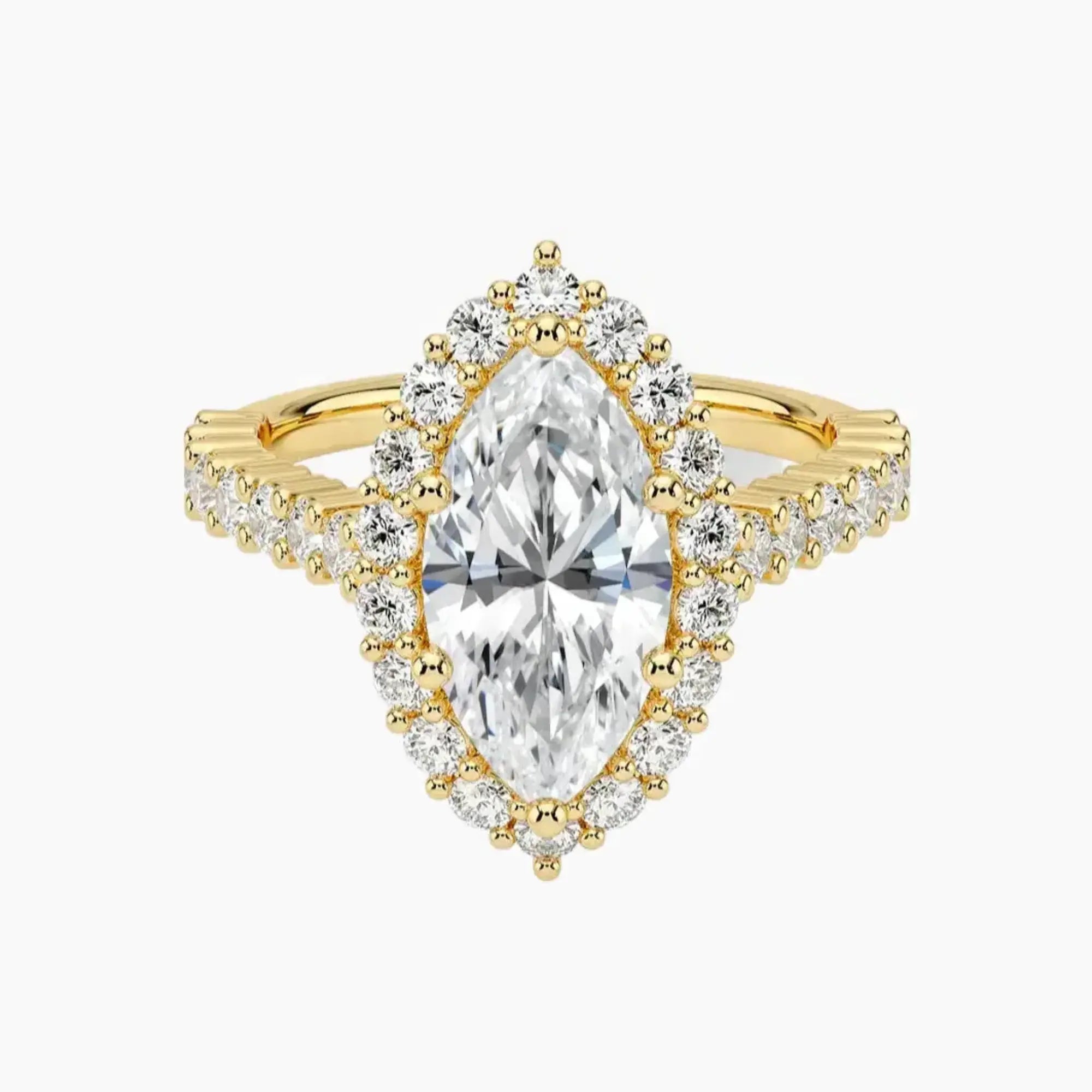 Fiora Pave Marquise Designer Diamond Ring Setting in 18K Rose Gold
