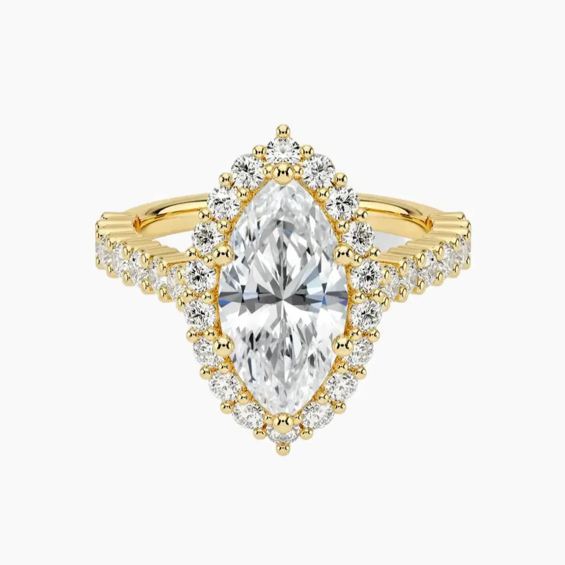 Fiora Pave Marquise Designer 1.5 Carat Lab Grown Diamond Engagement Ring in 18K Rose Gold